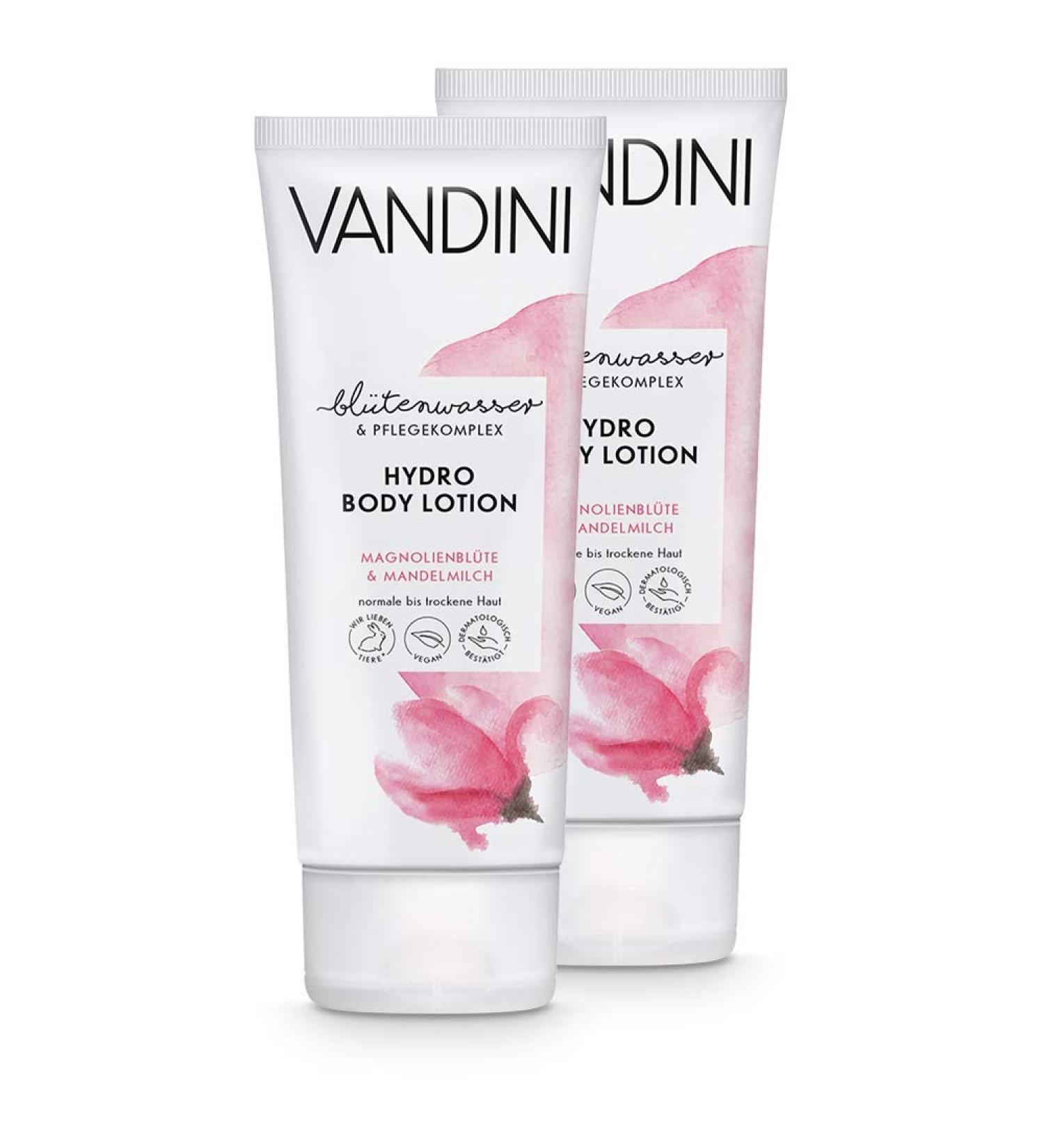 Vandini Hydro Body Lotion for Women - Vegan Magnolia Blossom & Almond Milk - Paraben & Silicone-Free - Hydrating Lotion for Normal to Dry Skin (2x200ml) - Buy Online on GoSupps.com
