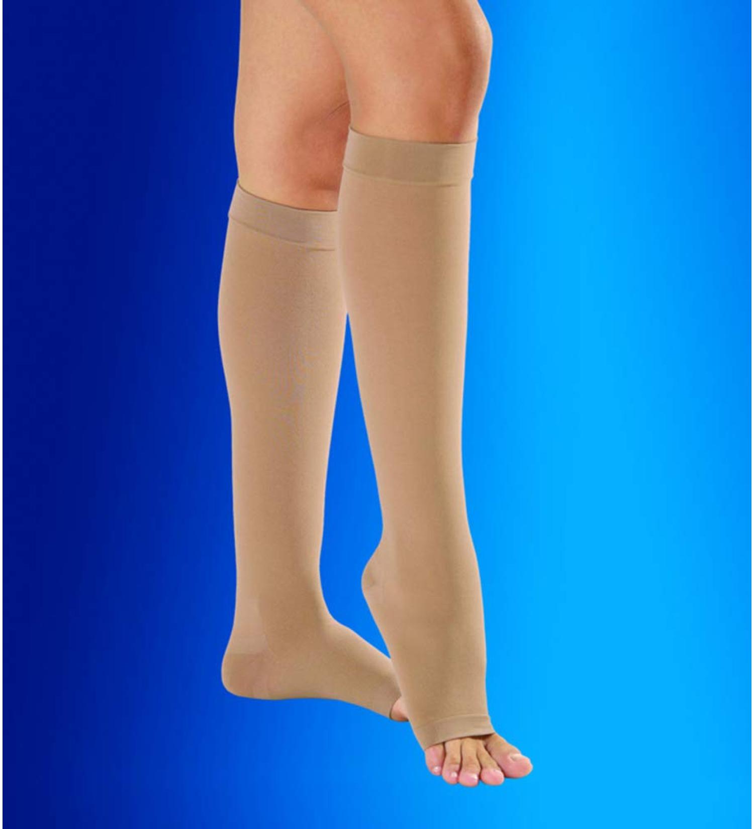 Compression Stockings Class II 22-23 mmHg Knee High Open Toe Graduated Compression (XL Black) XLarge Black