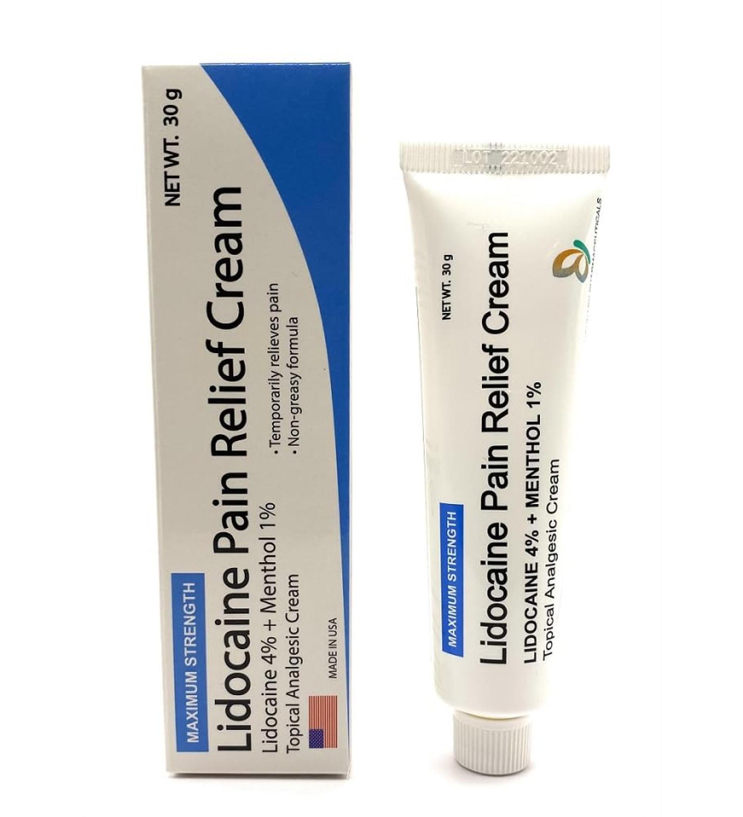 Mohnark Pain Relief Cream with Lidocaine 4% and Menthol 1% | Vitamin E | Fast-Acting Numbing Formula | Non-Greasy - Buy Online on GoSupps.com