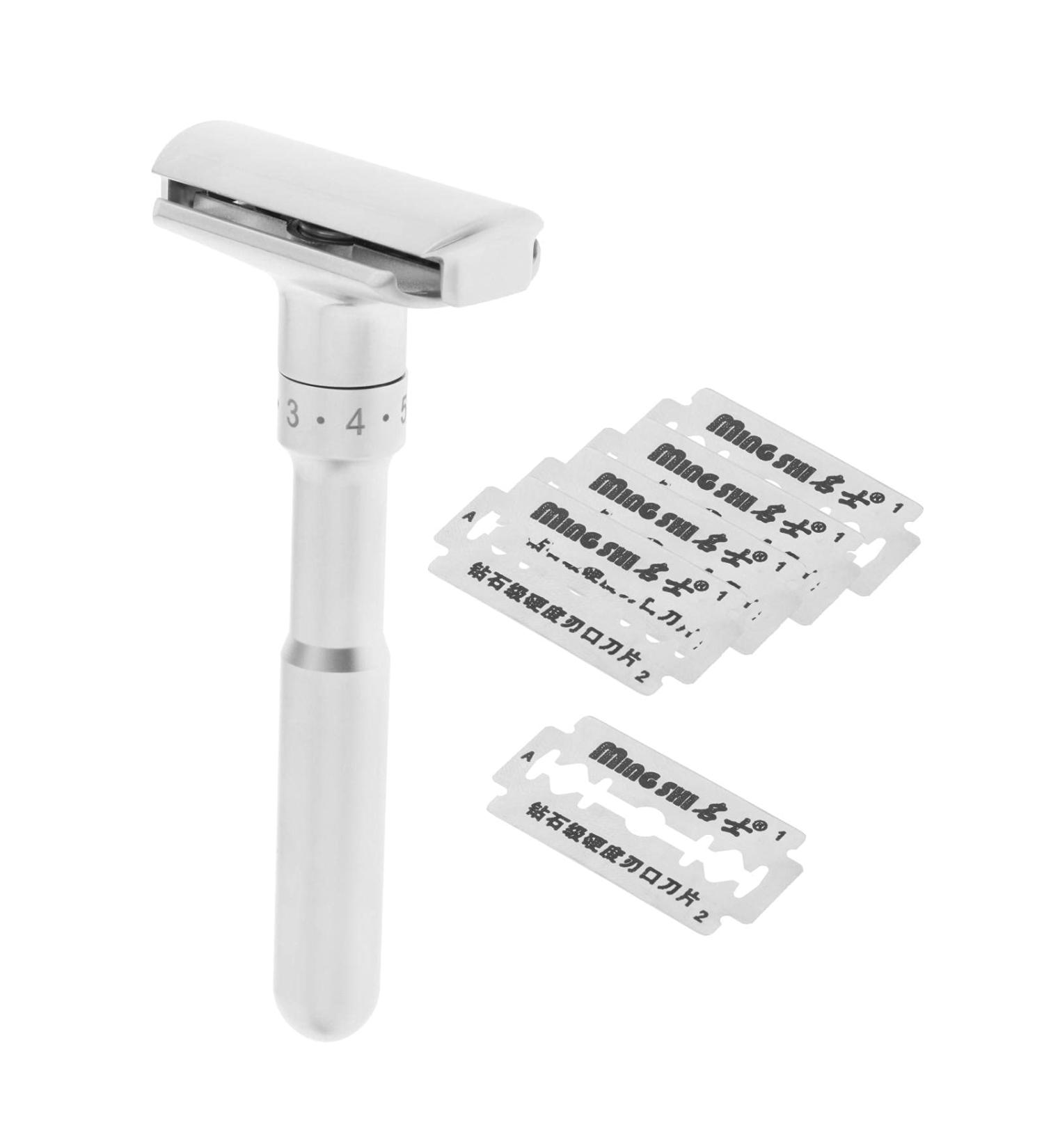 F Fityle Adjustable Safety Razor - Classic 1-6 Double Edge for Men's Shaving | 5 Blades Mild to Aggressive Shave - Buy Online on GoSupps.com