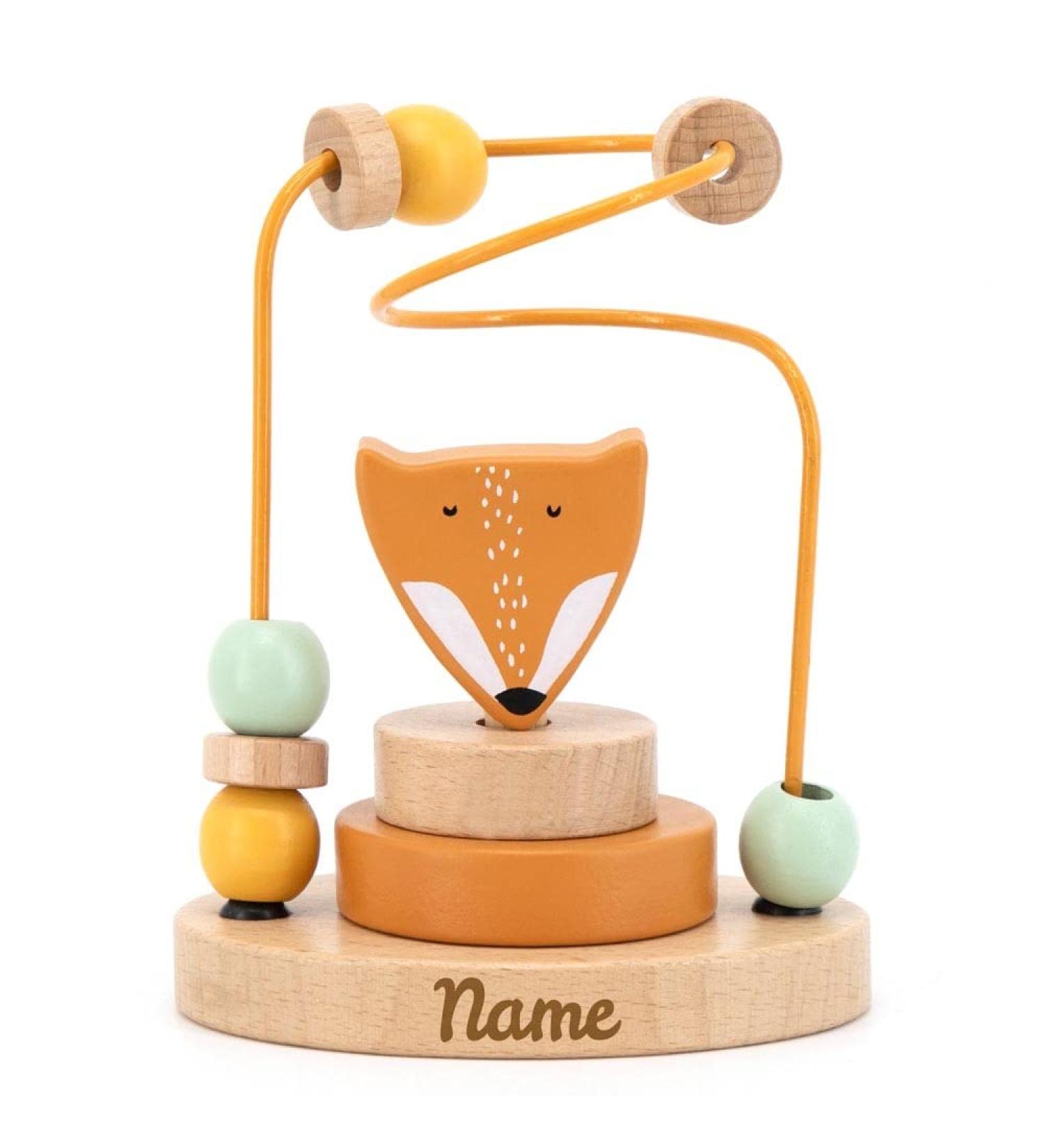 Personalized Elefantasie Mini Motor Skills Loop Game | Wooden Fox Plug-in Gift for Babies - Custom Engraving Available - Buy Online on GoSupps.com