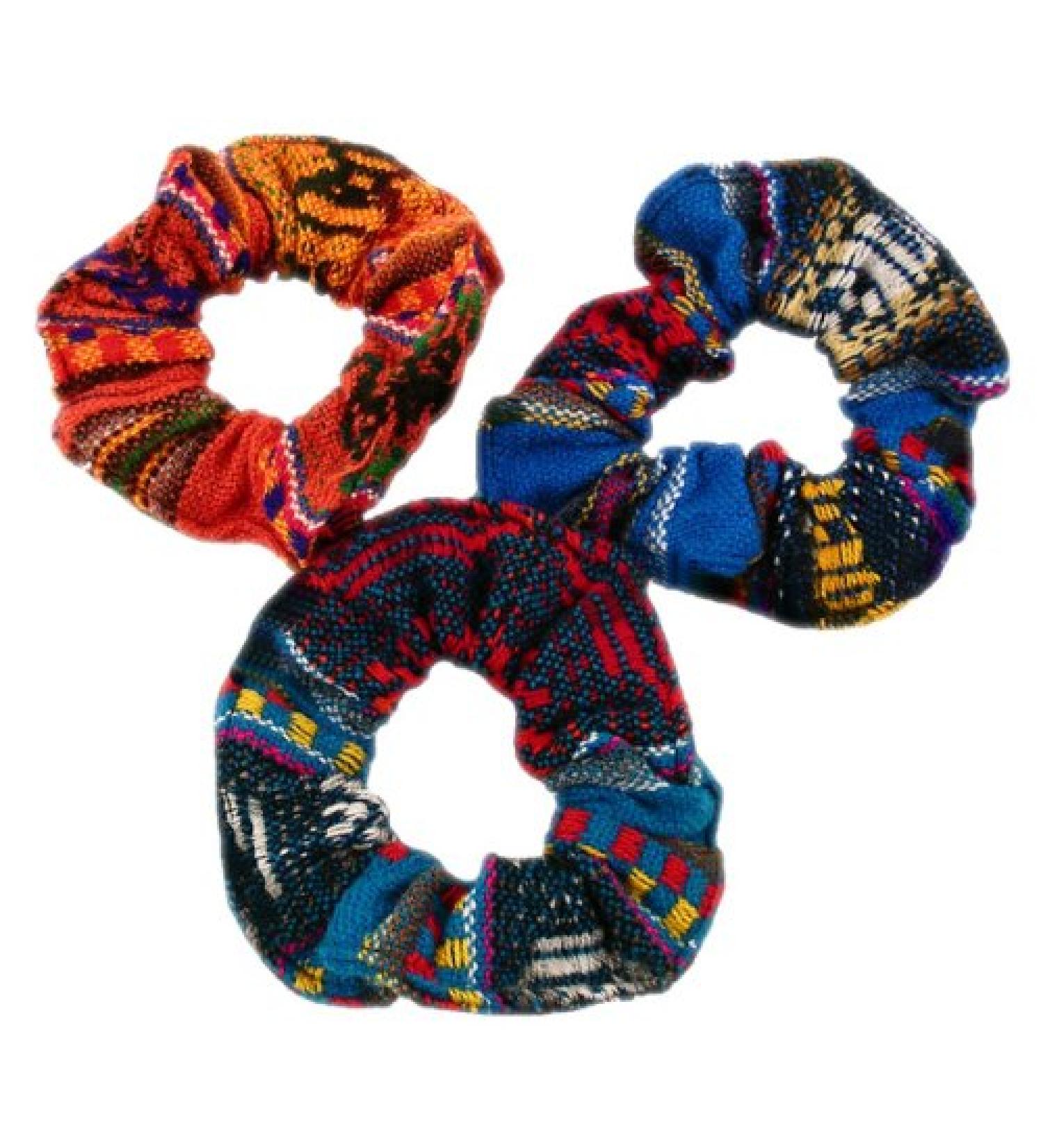 12 Scrunchies Hair Tie Twelve Pack Assorted Peru Cotton Fair Trade Lot Wholesale000255