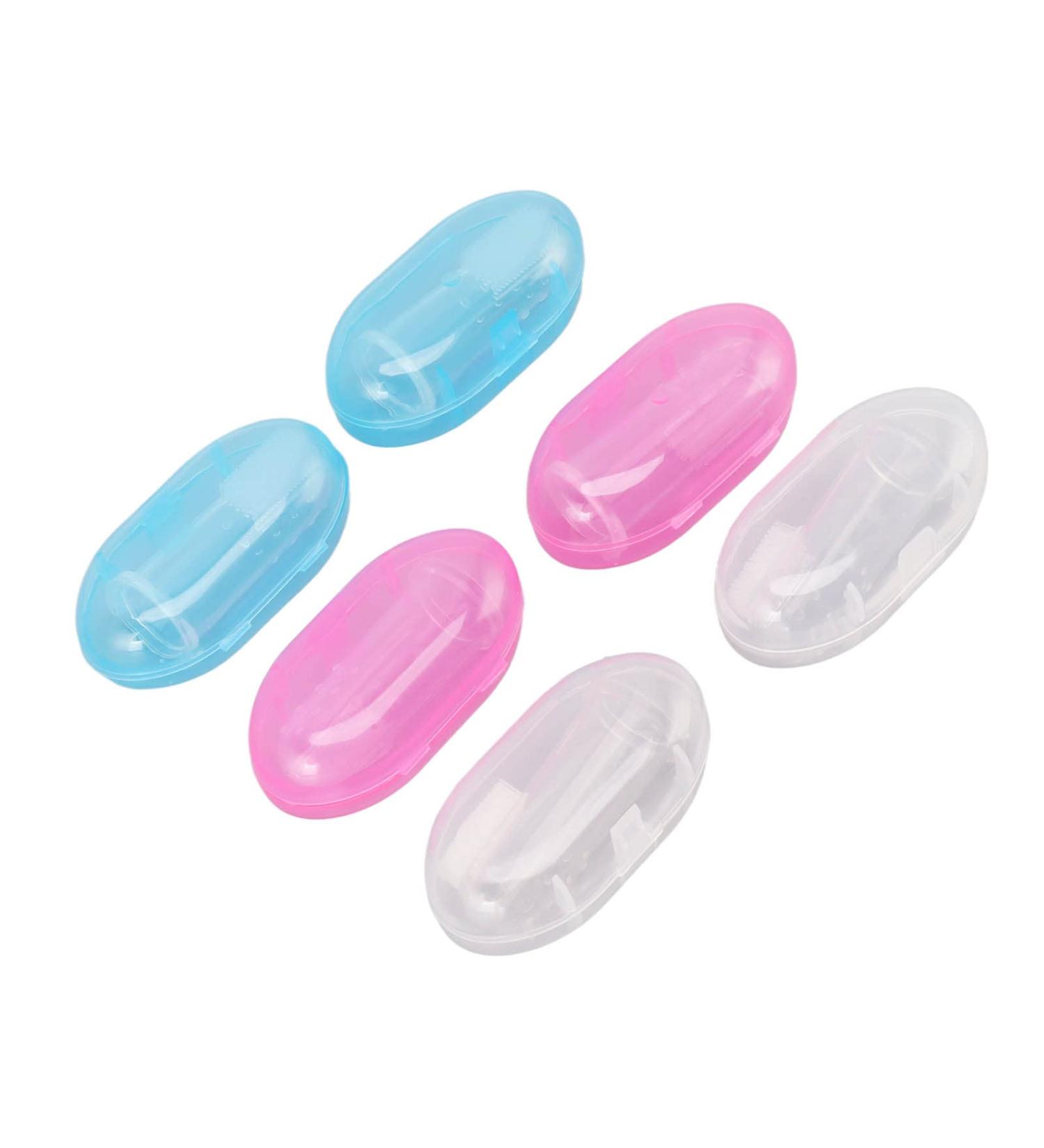 Baby Finger Toothbrush Set - Silicone & BPA-Free 6 Pieces in White Blue & Pink | Toddler Tooth Training with Storage Box - Buy Online on GoSupps.com