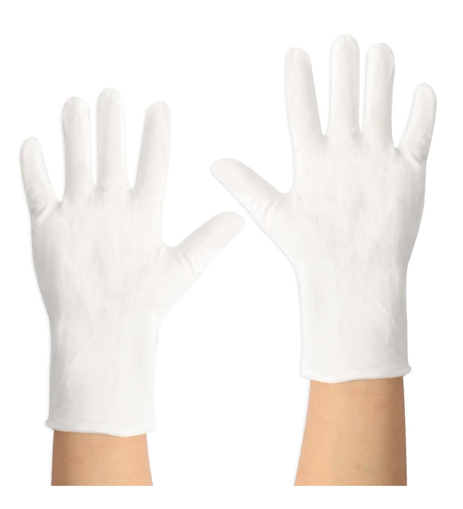 Jawflew 2 Pairs 100% Cotton White Moisturizing Gloves for Dry Hands - Washable SPA Gloves for Eczema - 9 Inch, One Size Fit Most (2 Pair) - Buy Online on GoSupps.com
