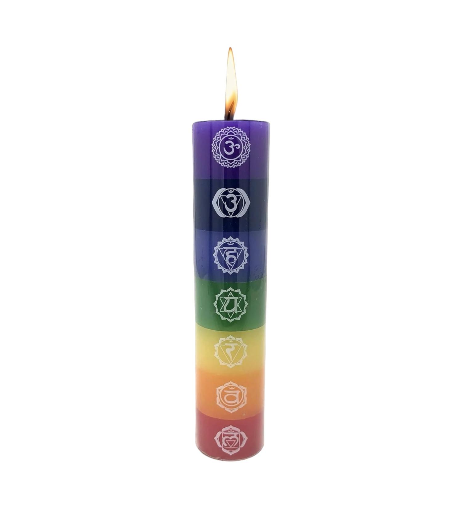 Buy Chakra Candles - 7 Symbols Multi-Color 9 Inches | International Shipping Available - Buy Online on GoSupps.com