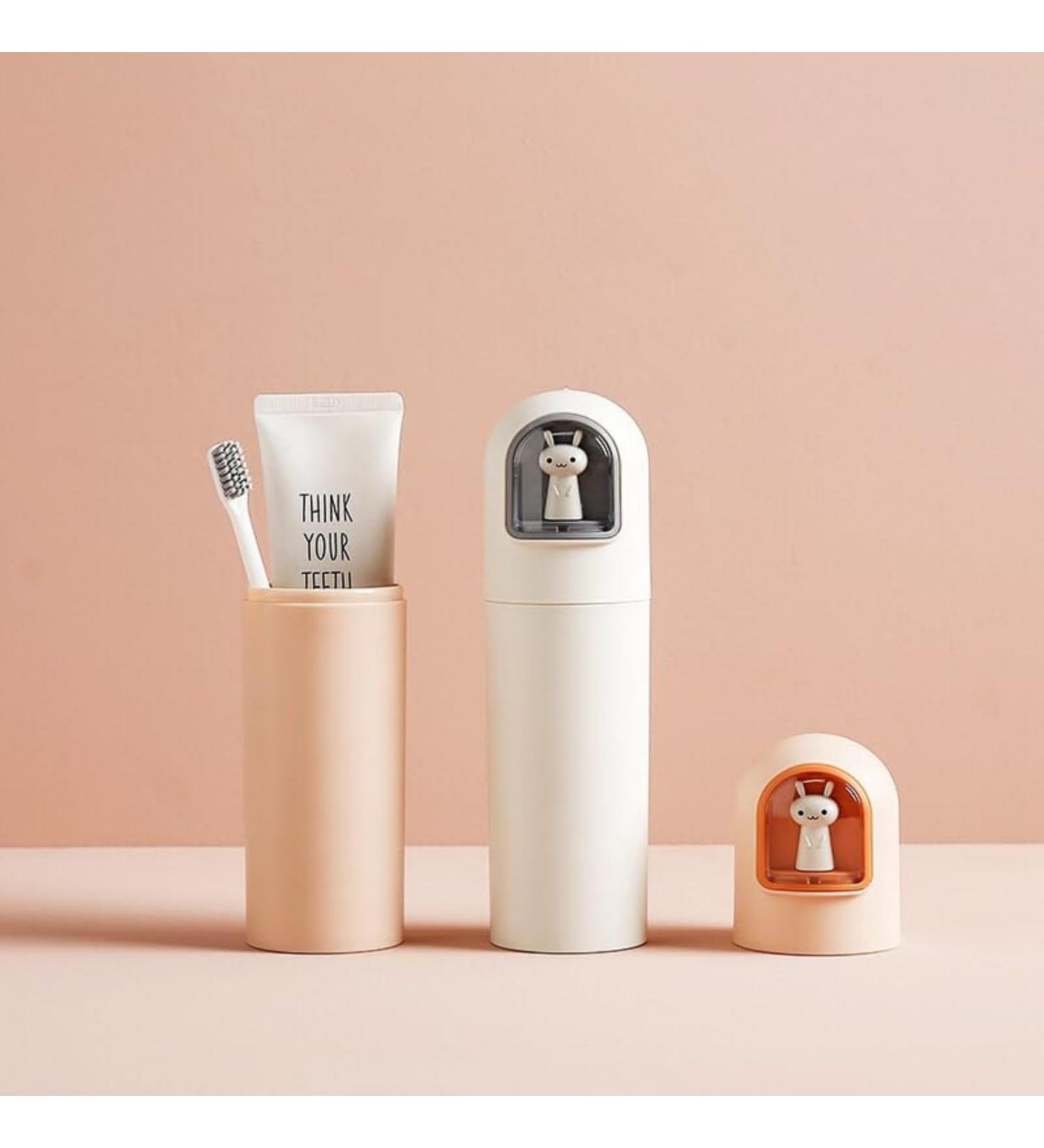 Jadin Toothbrushes Etui for Children | 2-Piece Portable Travel Case & Caricature Toothbrush Cover | Cute Pink & White Toothbrush Cup for Young Girls - Home School Camping & Travel - Buy Online on GoSupps.com