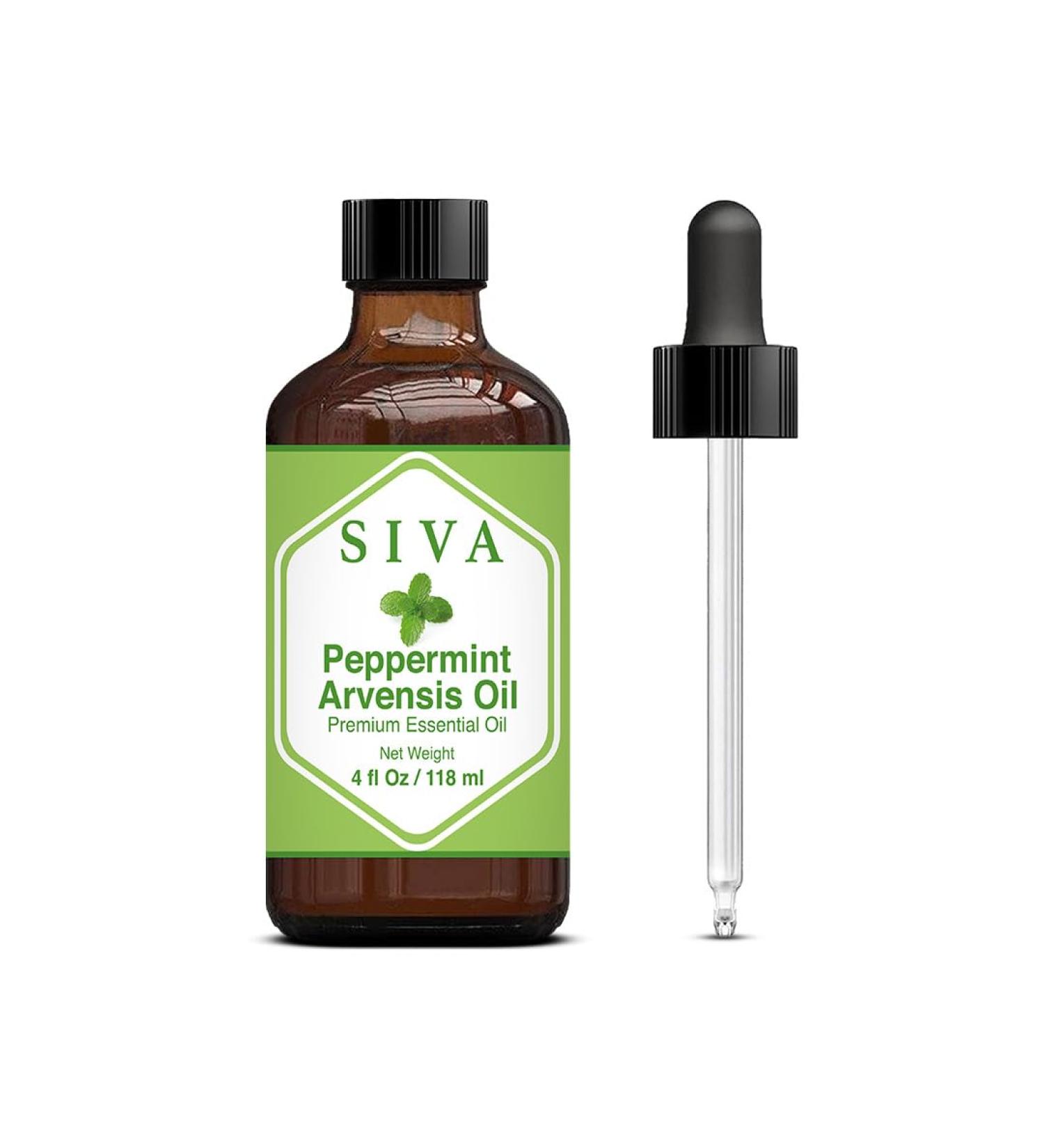 SIVA Peppermint Arvensis Essential Oil - 4 Fl Oz | Natural Aromatherapy Oil for Diffuser Skin Care Hair Care & Body Massage - Buy Online on GoSupps.com