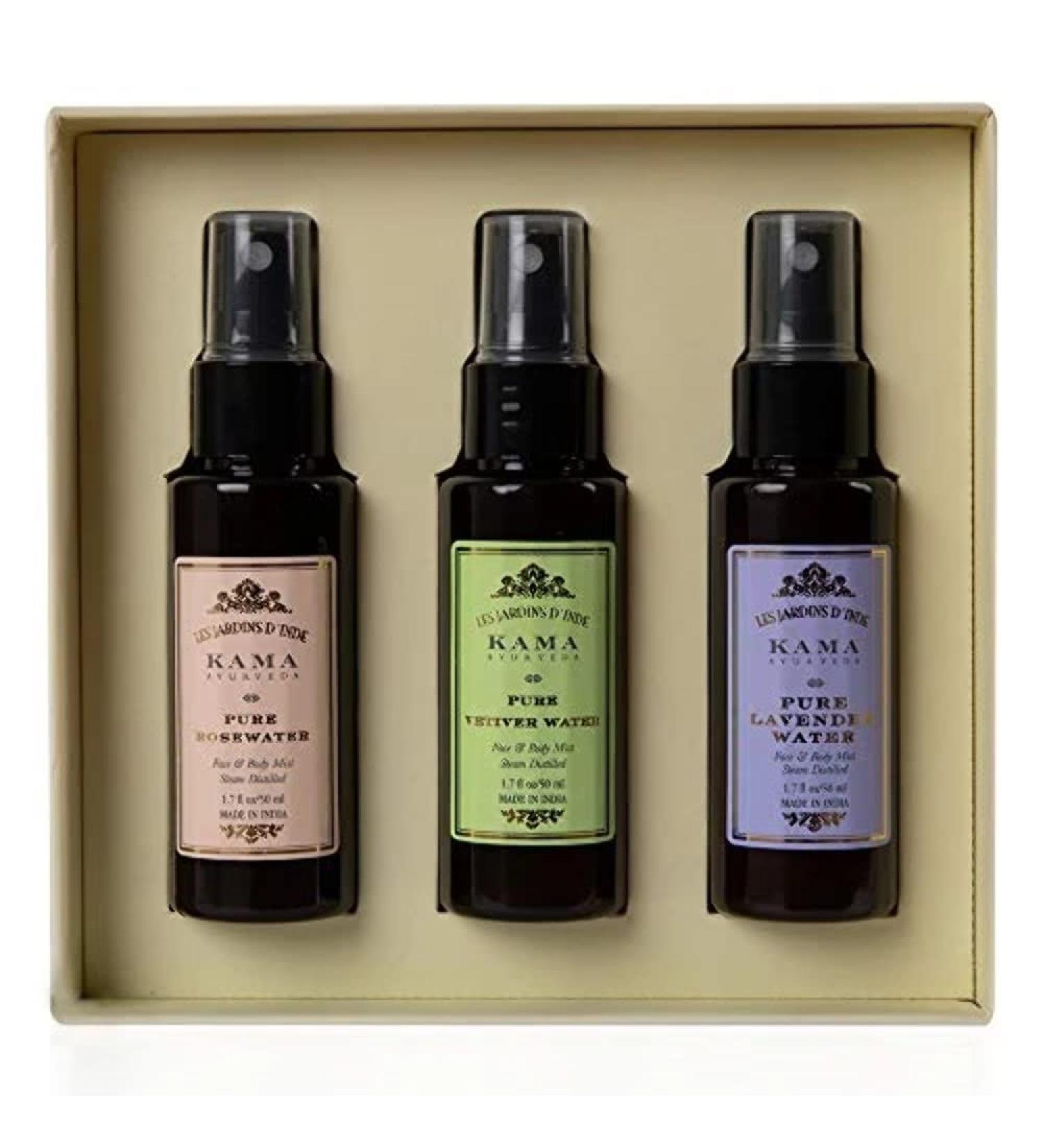 KAMA AYURVEDA Pure Mist Box - Rose Lavender & Vetiver Water Facial Toner Mist - 200ml - PH Balancing & Pore Treatment
