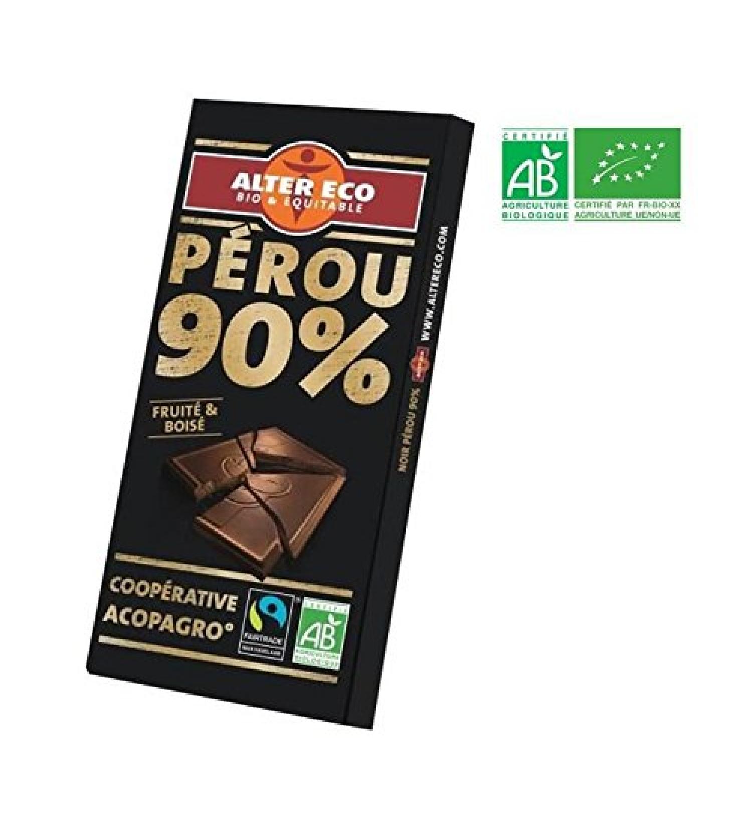 Nestl Alter Eco Organic and Fair Trade 90% Dark Chocolate Tablet 100g
