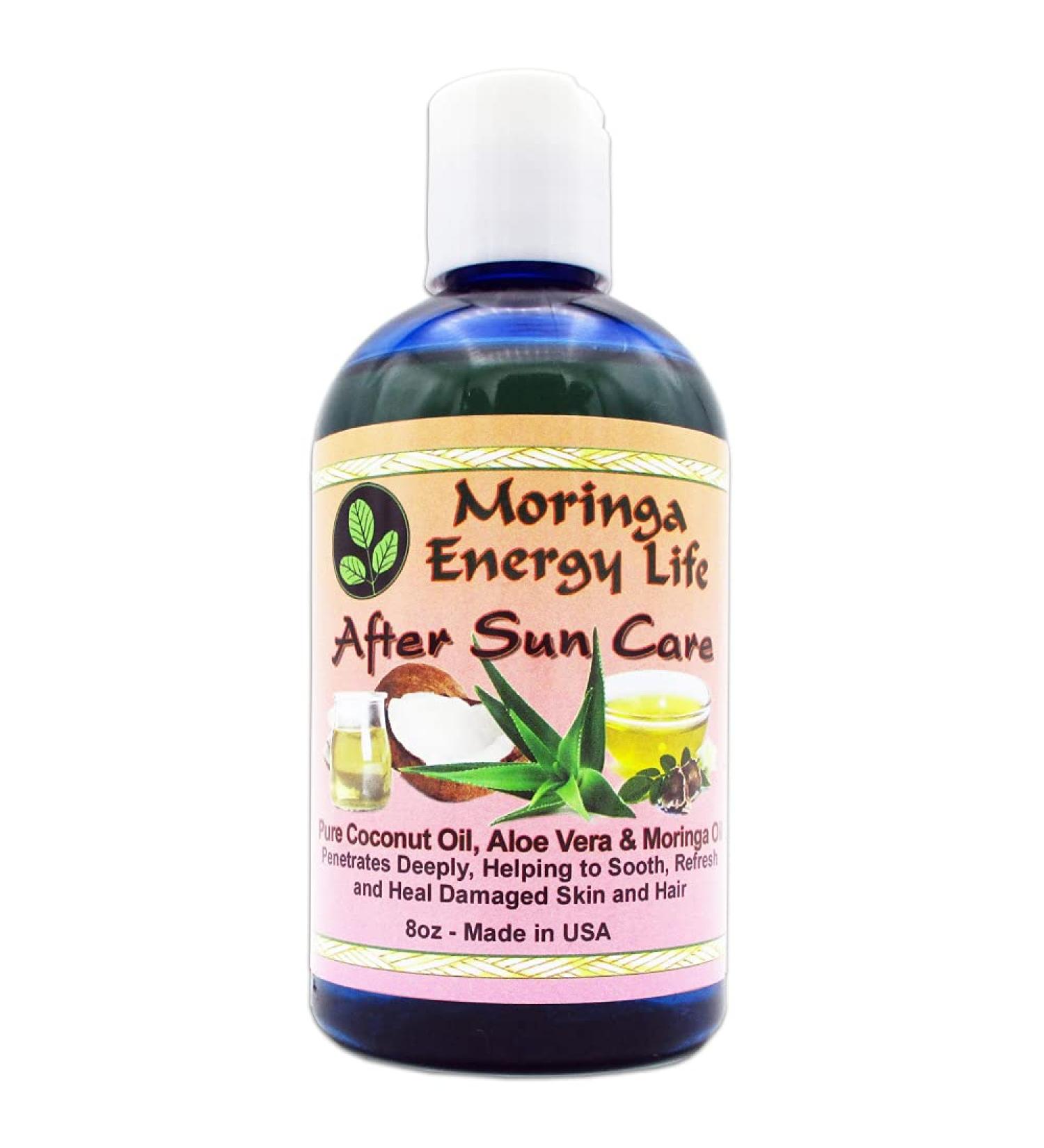 Moringa Energy Life After Sun Care Oil 8 oz Soothes Skin from Sun Exposure with Coconut Oil Aloe Vera Juice Moringa Oil for Skin and Hair - Buy Online on GoSupps.com