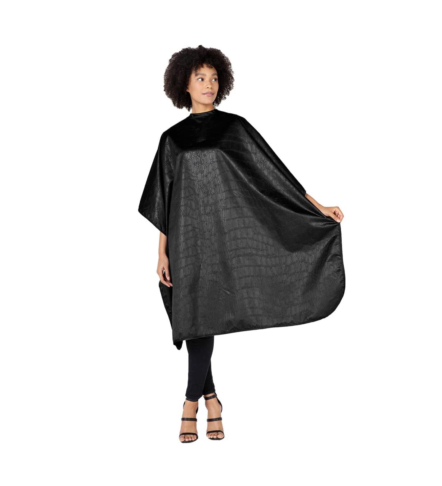 Betty Dain Alligator Hide Bleach-Proof Styling Cape | Textured Surface, Secure Snap Closure | Machine Washable Lightweight Polyester | Black | 45 x 60 - Buy Online on GoSupps.com