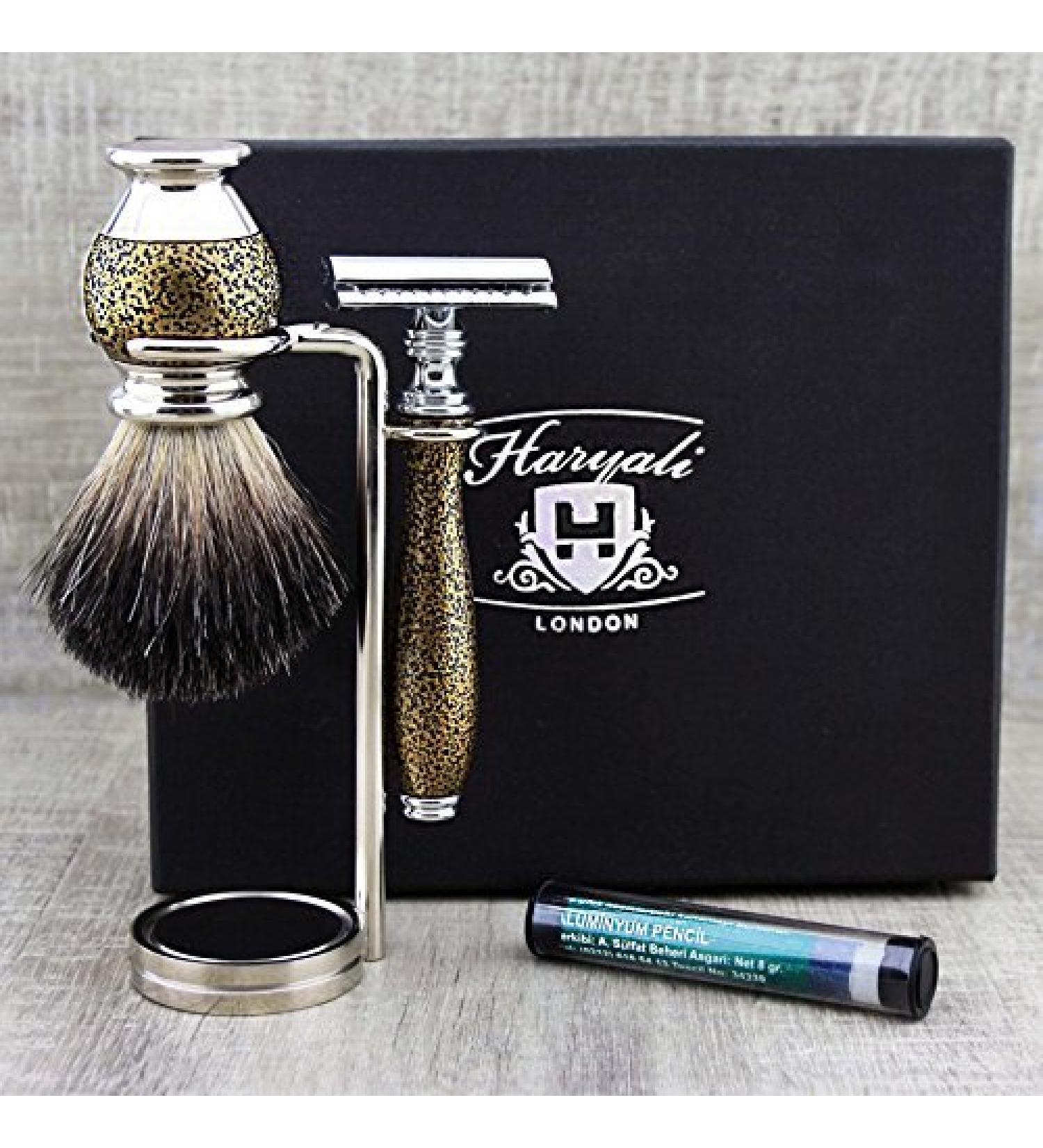 Antique Style Men's Shaving Essentials Kit | Pure Black Badger Brush & DE Safety Razor | Perfect Gift for Grooming - Buy Online on GoSupps.com