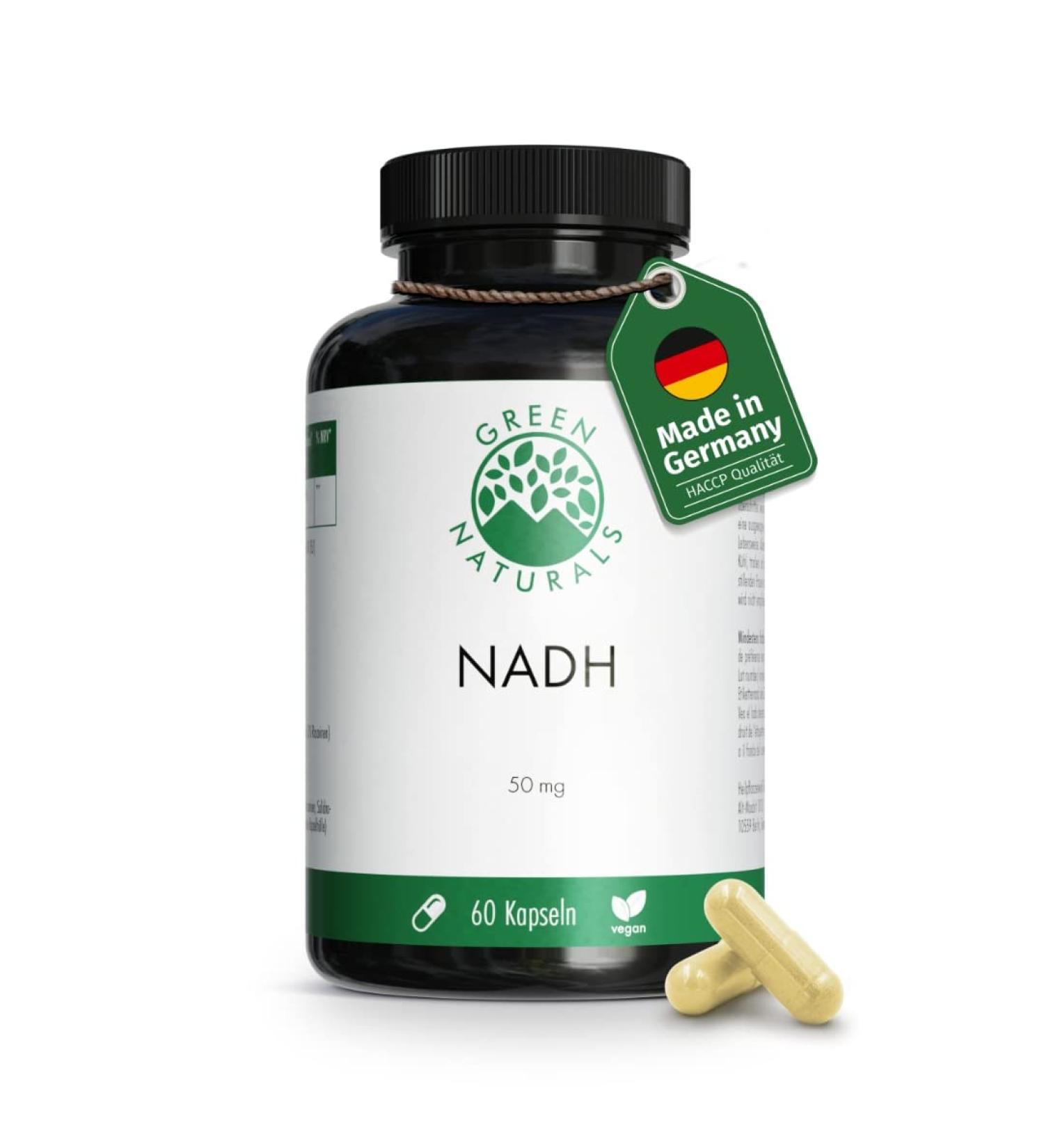 NADH 50mg Capsules - 60 Vegan & Additive-Free - Made in Germany | 6 Months Supply - Buy Internationally - Buy Online on GoSupps.com