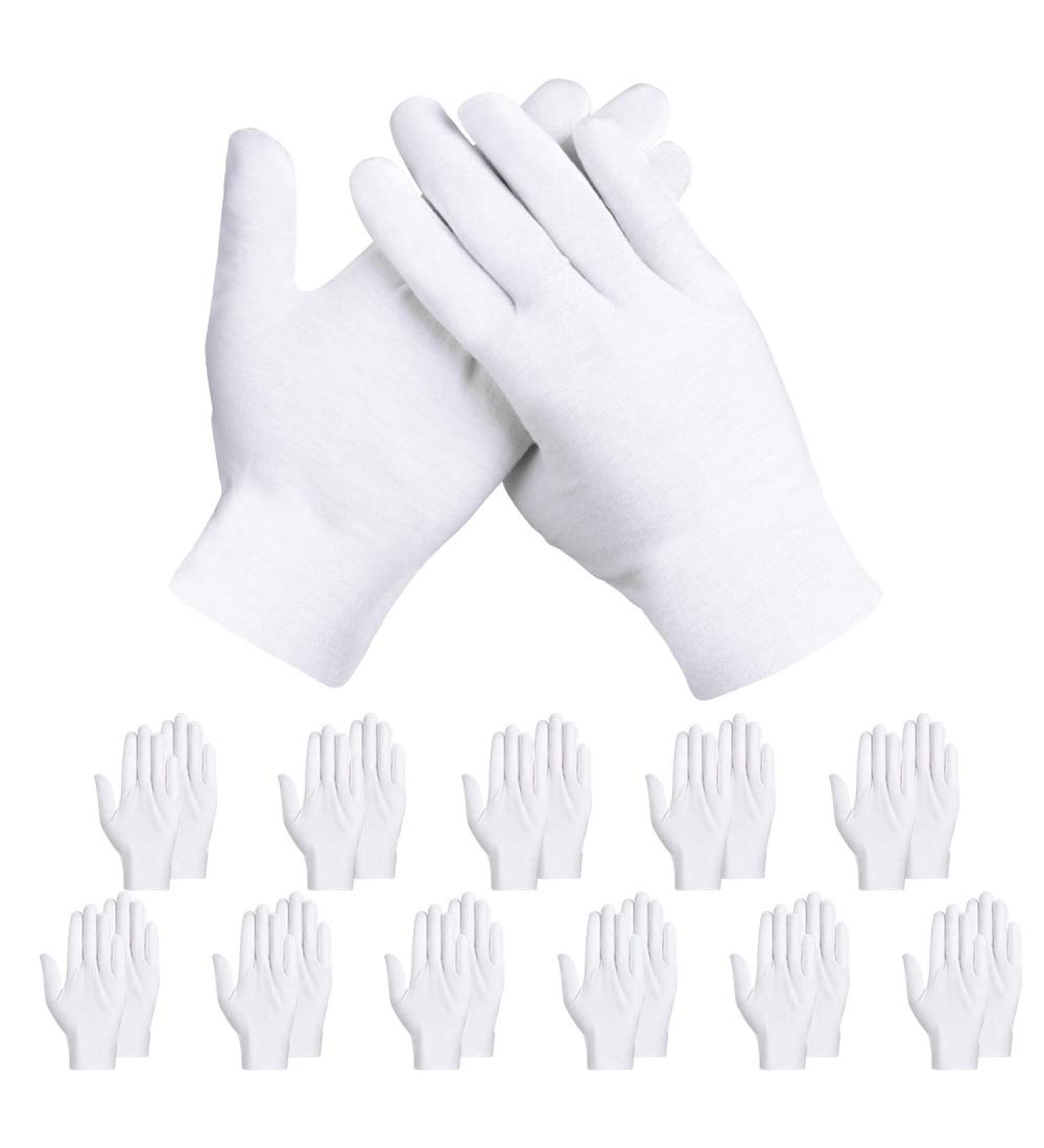 Rovtop White Moisturizing Gloves for Dry Hands/Eczema - 12 Pairs, Medium Size - Buy Online on GoSupps.com