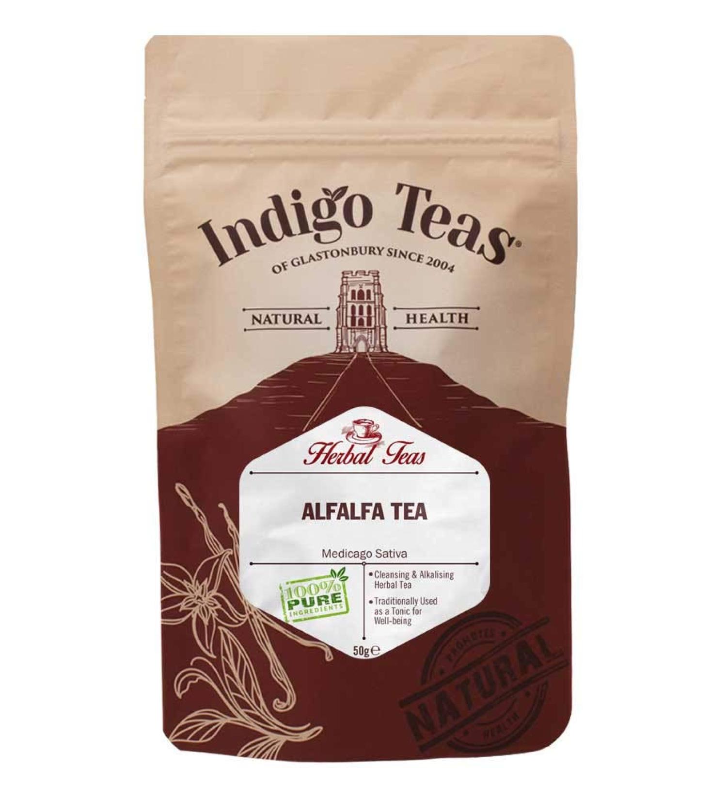 Indigo Herbs Organic Alfalfa Leaf Tea 50g - Natural and Nutritious Herbal Tea - Buy Online on GoSupps.com