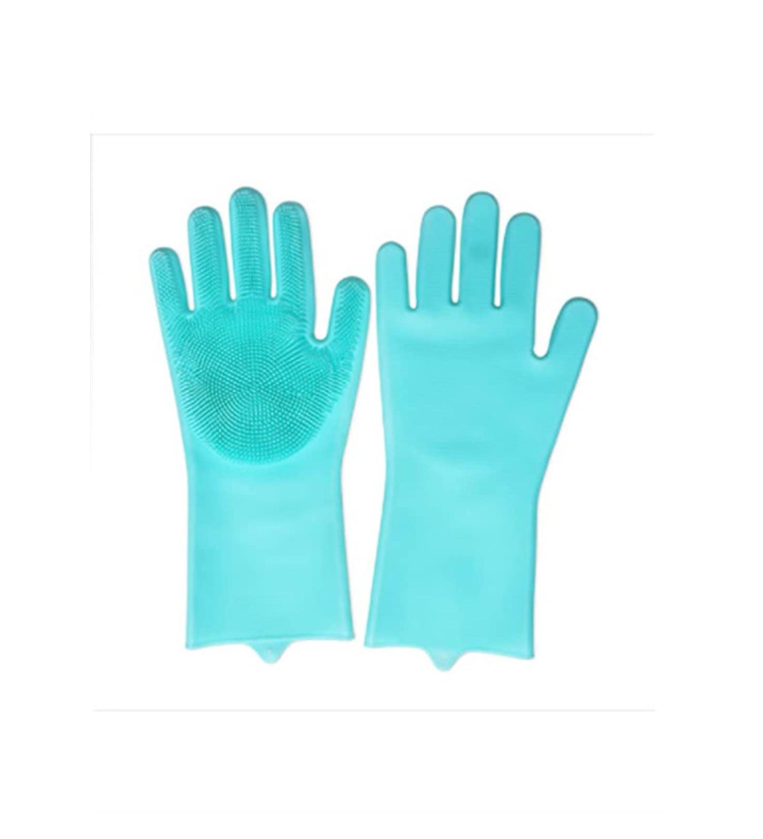 Silicone Dishwashing Scrubber Dish Washing Sponge Rubber Scrub Gloves 1 Pair Washing Bowls Gloves Tools 1 Pair Green - Buy Online on GoSupps.com