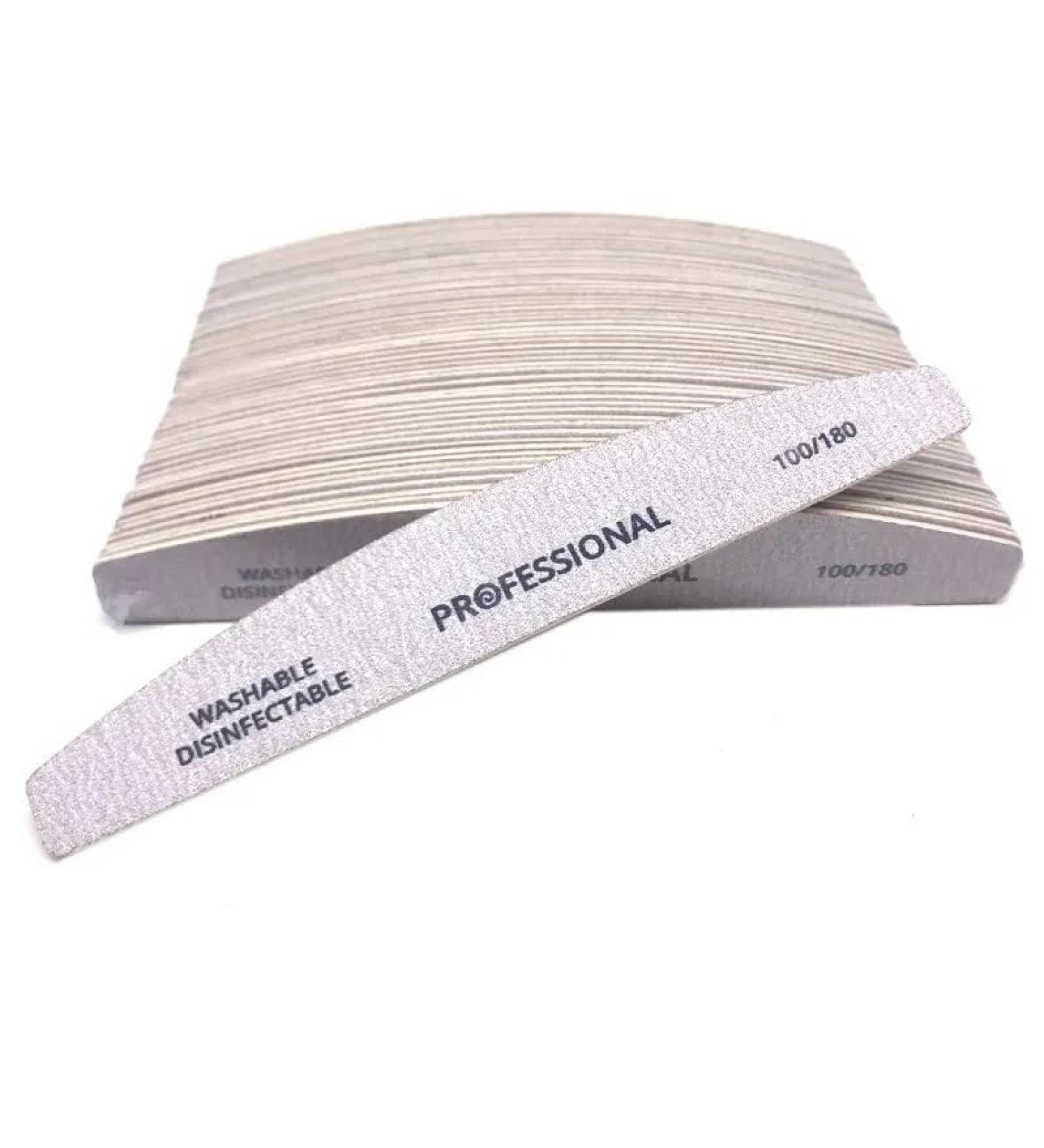 Wooden Sandpaper Nail File Professional Manicure Buffer Grey Boat Pedicure Double-Sided Wood Buffers Nail Supply (100/180 50) 100/180 50.0