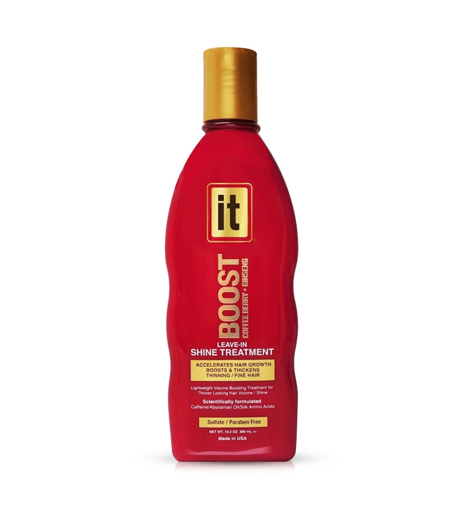 BOOST IT Leave-In Shine Treatment for Women | Accelerates Hair Growth & Thickens Thinning Hair | Infused with Caffeine, Abyssinian Oil & Silk Amino Acids | Sulfate & Paraben Free - Buy Online on GoSupps.com