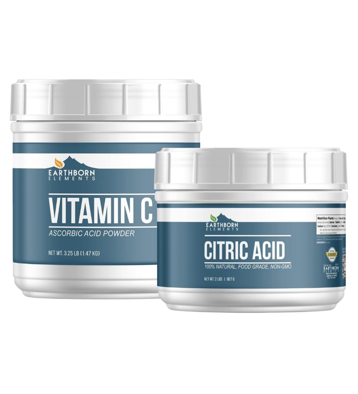 Earthborn Elements Vitamin C and Citric Acid Bundle Various Sizes Food Safe Preservatives & Supplements - Buy Online on GoSupps.com