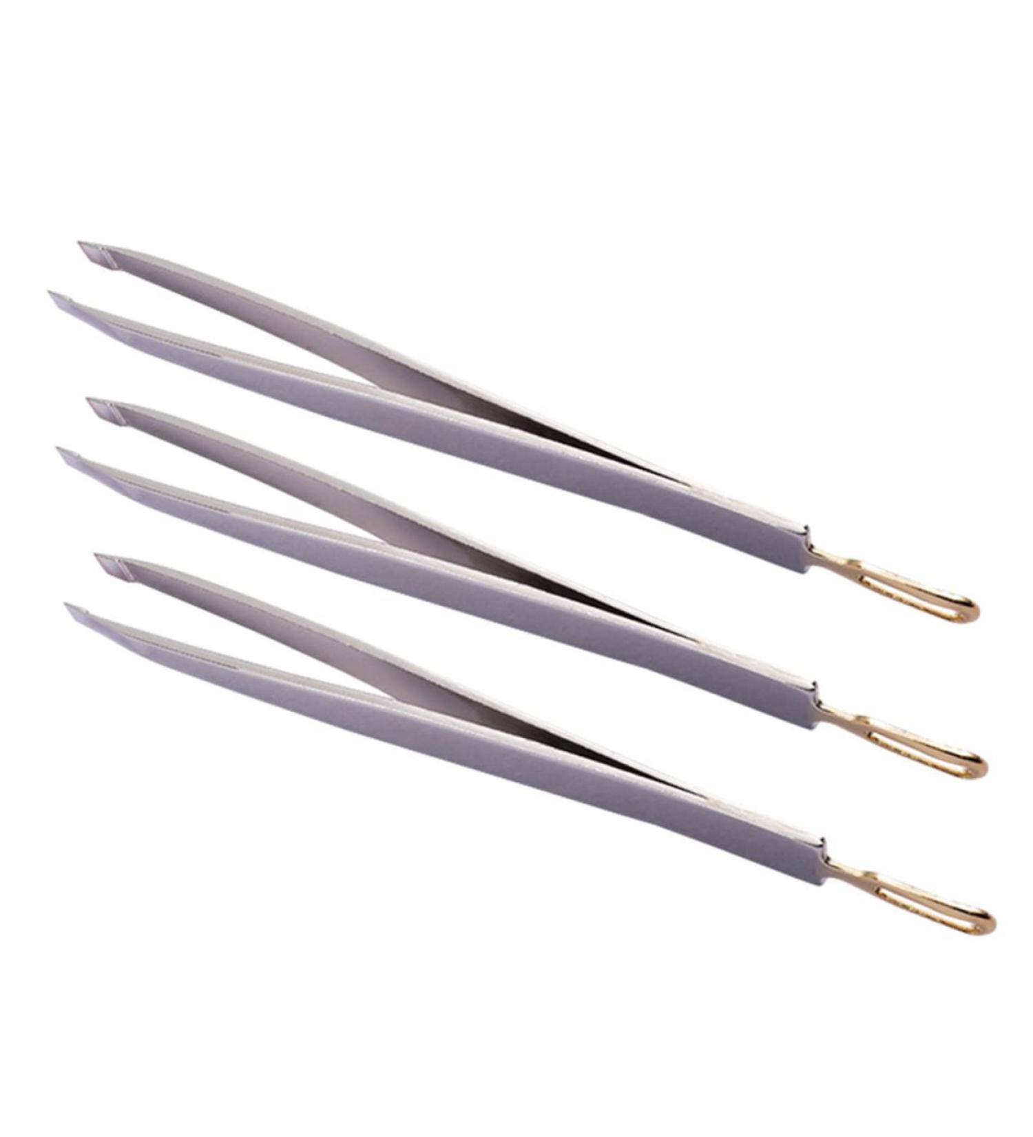 Minkissy 3-Set Stainless Steel Eyebrow Tweezers & Clips | Precision Hair Removal Tools for Perfect Brows - Buy Online on GoSupps.com
