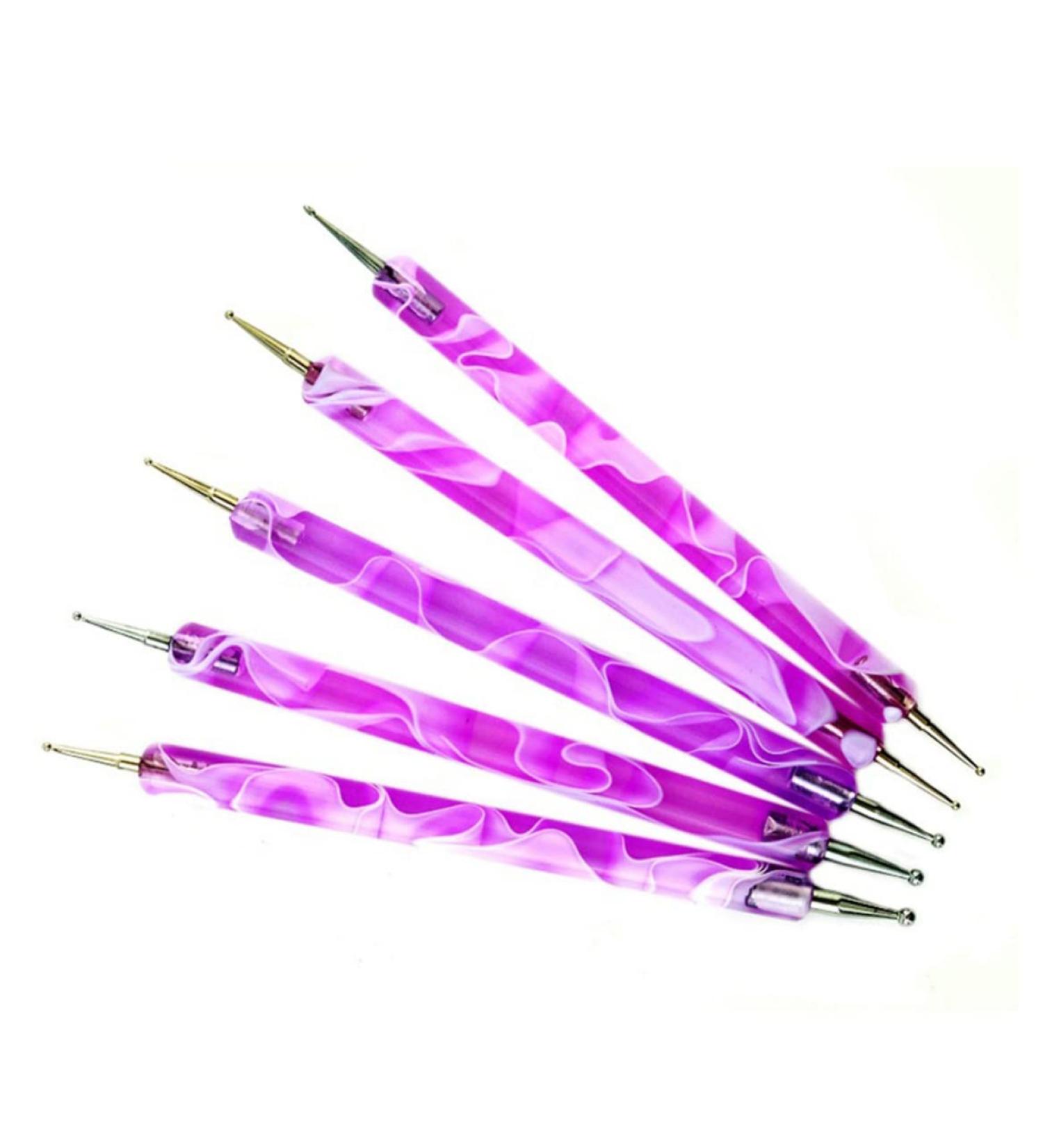Manicure Pen 2 Way Dotting Pen Double Ended Nail Art Manicure Pedicure Dot Paint Dotting Painting Marbleizing Pen Tool Purple - Buy Online on GoSupps.com