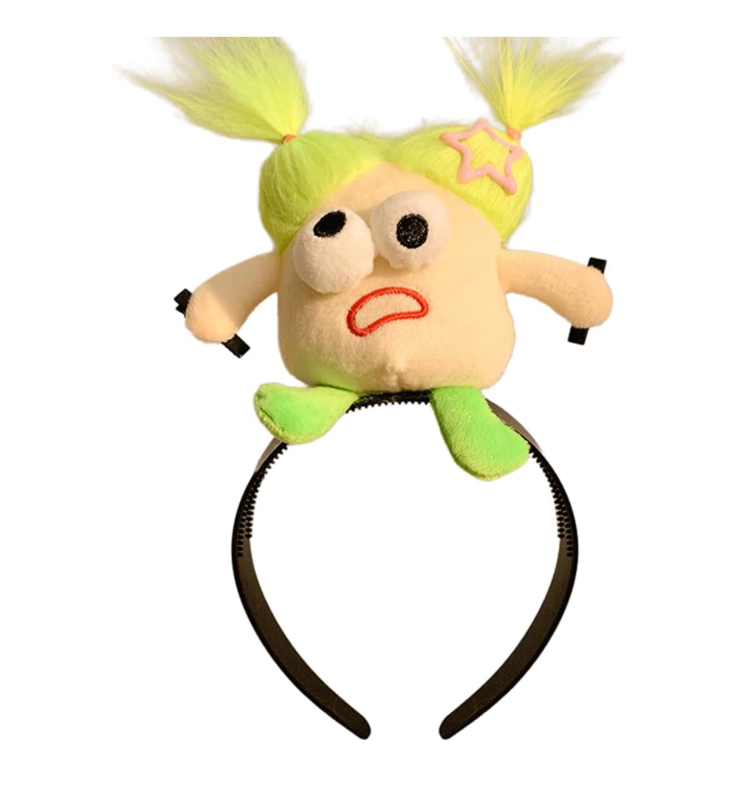 JSGHGDF Funny Hairhoop Cartoon Plush Hairband Music Festival Hairband Kids Birthday Party Wear Women Face Washing Headband Light green fried ha - Buy Online on GoSupps.com
