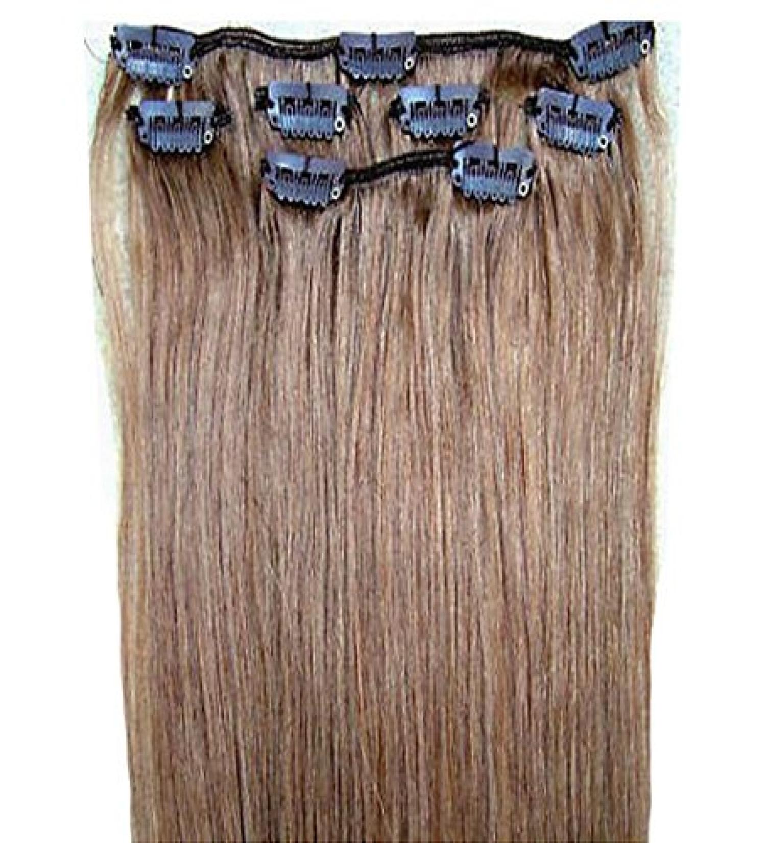 Forever Young Real Human Hair Extensions Clip In Remy Hair Half Head 40g 18" Length Ash Brown #8