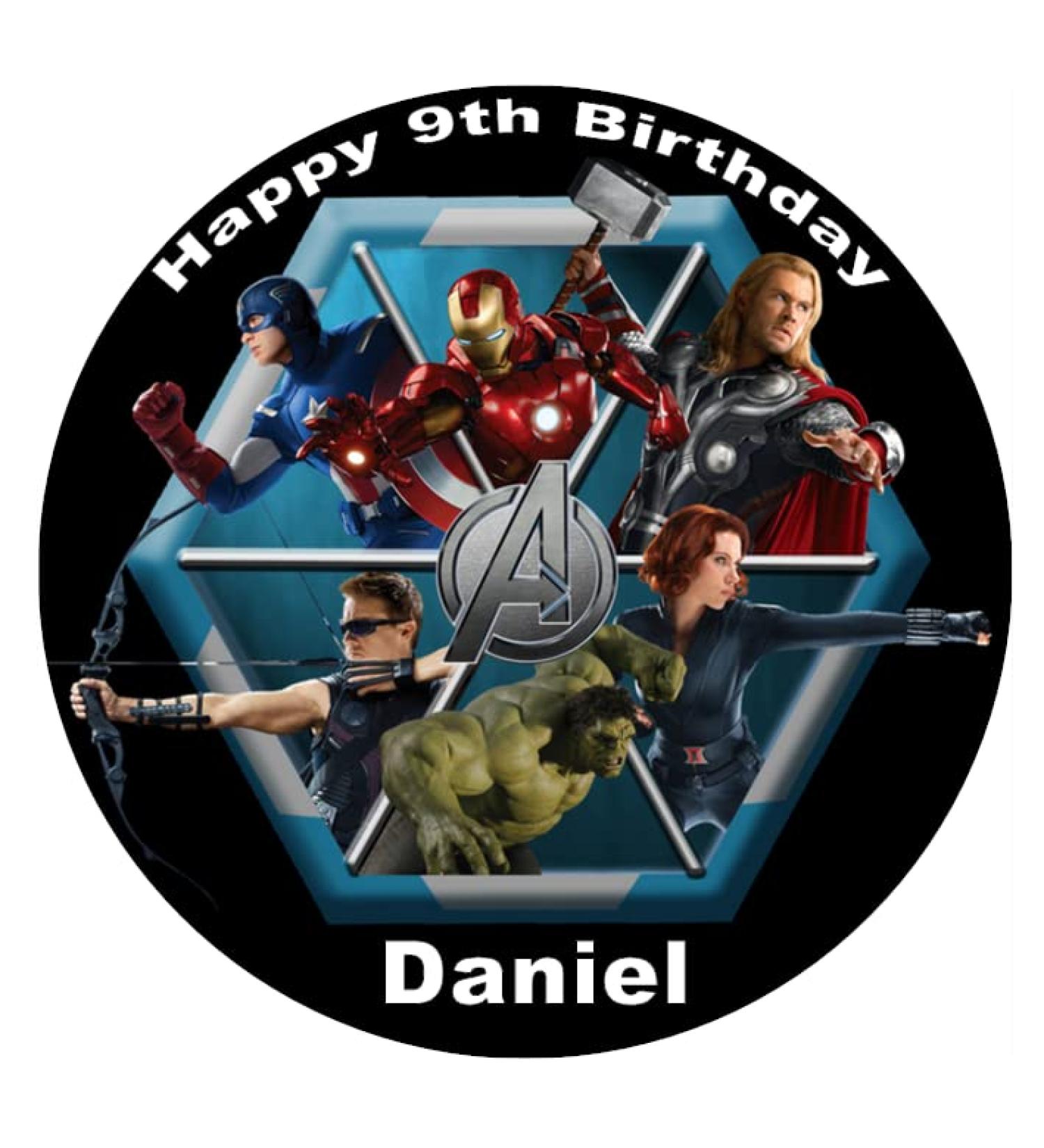 Marvel Avengers Edible Personalised Cake Topper 7.5" Edible Wafer Paper Cake Toppers Birthday Cakes Decorations