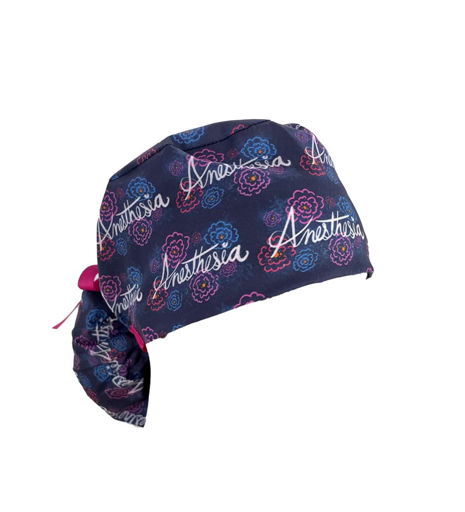 Floral Surgical Scrub Caps - Adjustable Nursing Hats With Button Mask Relief