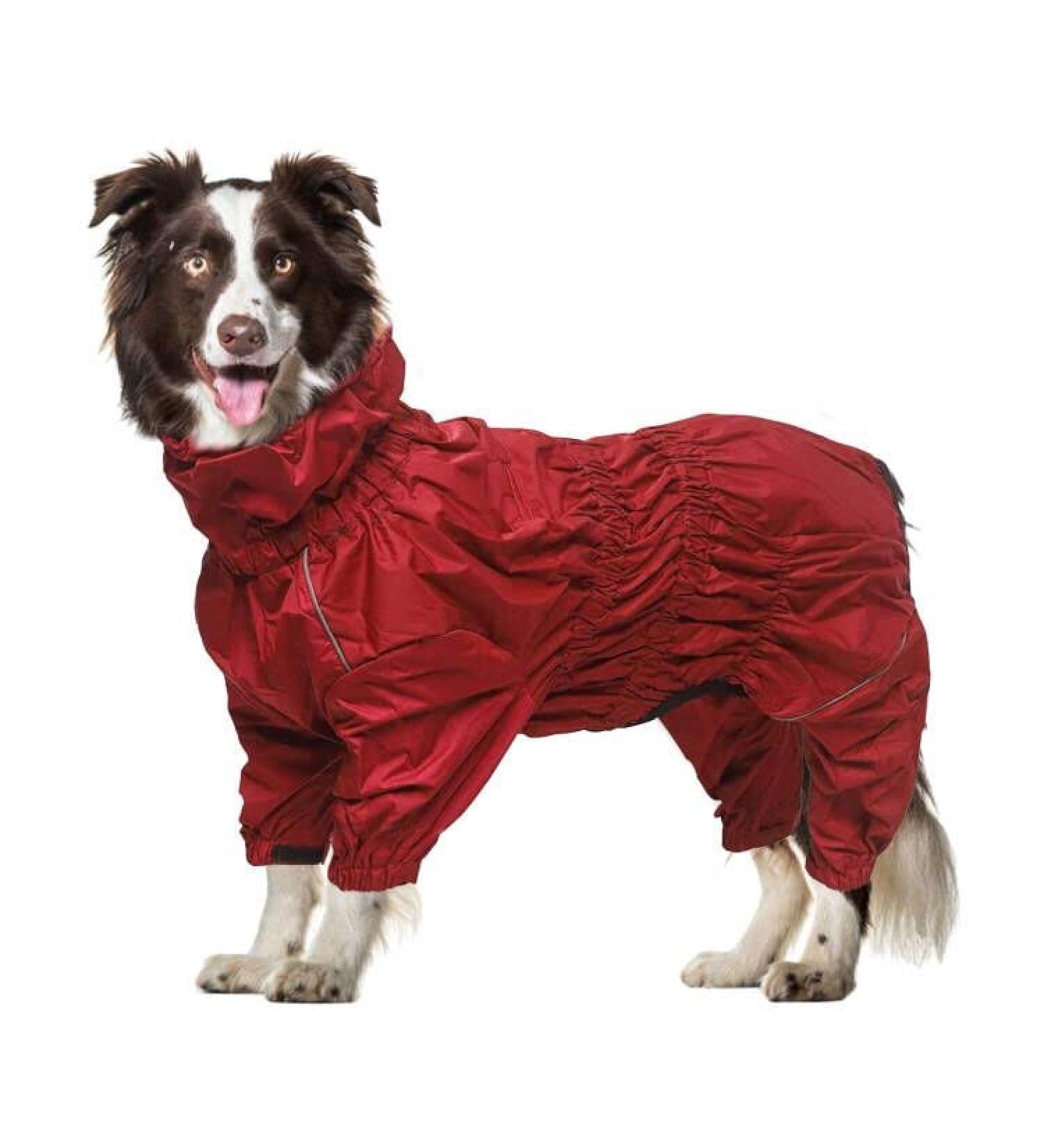 Buy Geyecete Waterproof Dog Rain Coat - Reflective Four-Legged Jacket for Large Medium & Small Dogs - XXL Red - Buy Online on GoSupps.com