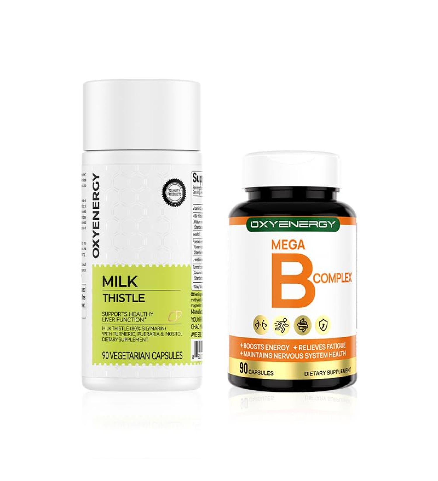 OxyEnergy Milk Thistle 300mg & Mega Vitamin B Complex Capsules - Buy Online on GoSupps.com