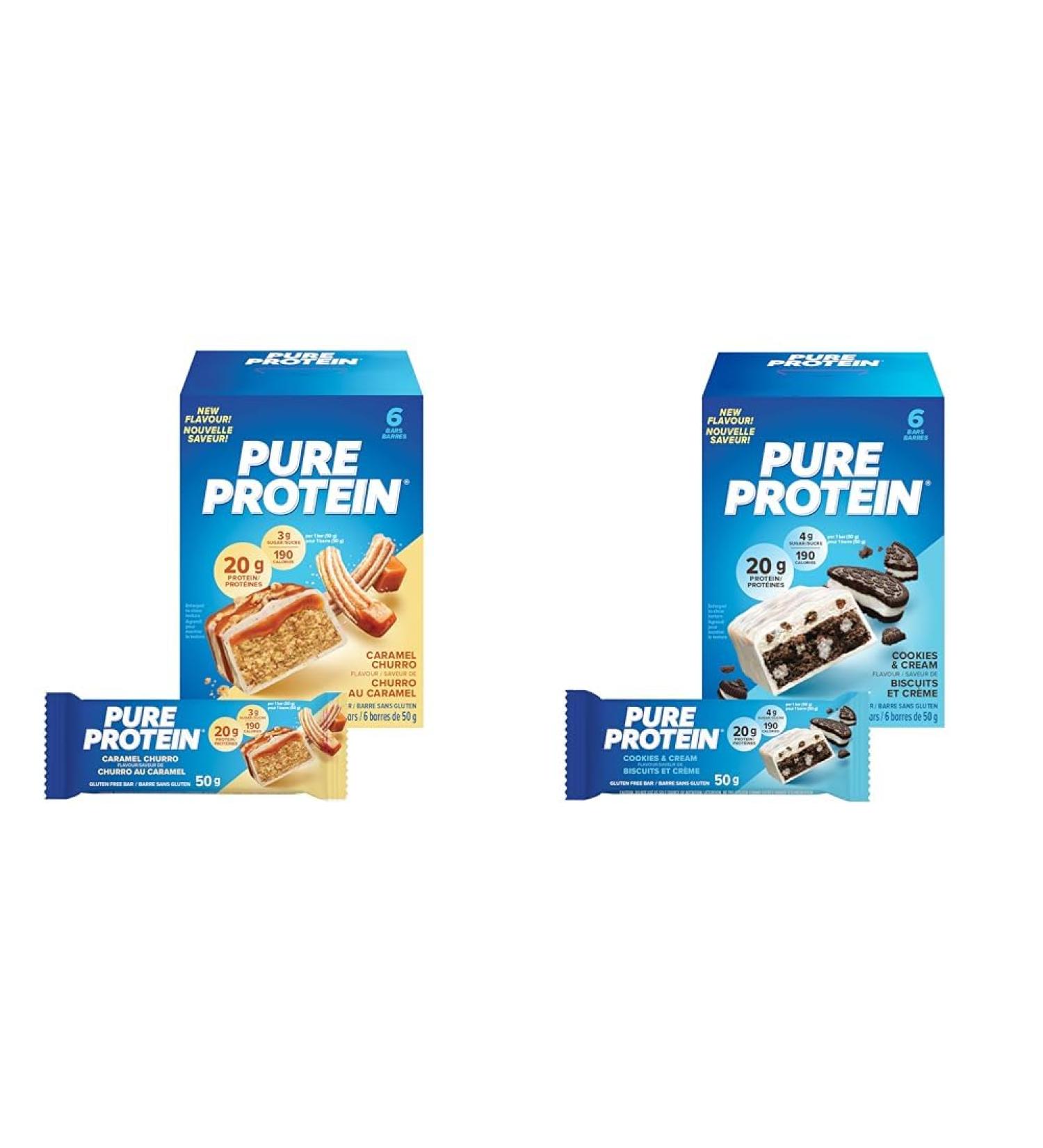 Pure Protein Bars - Nutritious Gluten Free protein bar & Bars - Nutritious Gluten Free protein bar Caramel Churro + Cookies and Cream - Buy Online on GoSupps.com