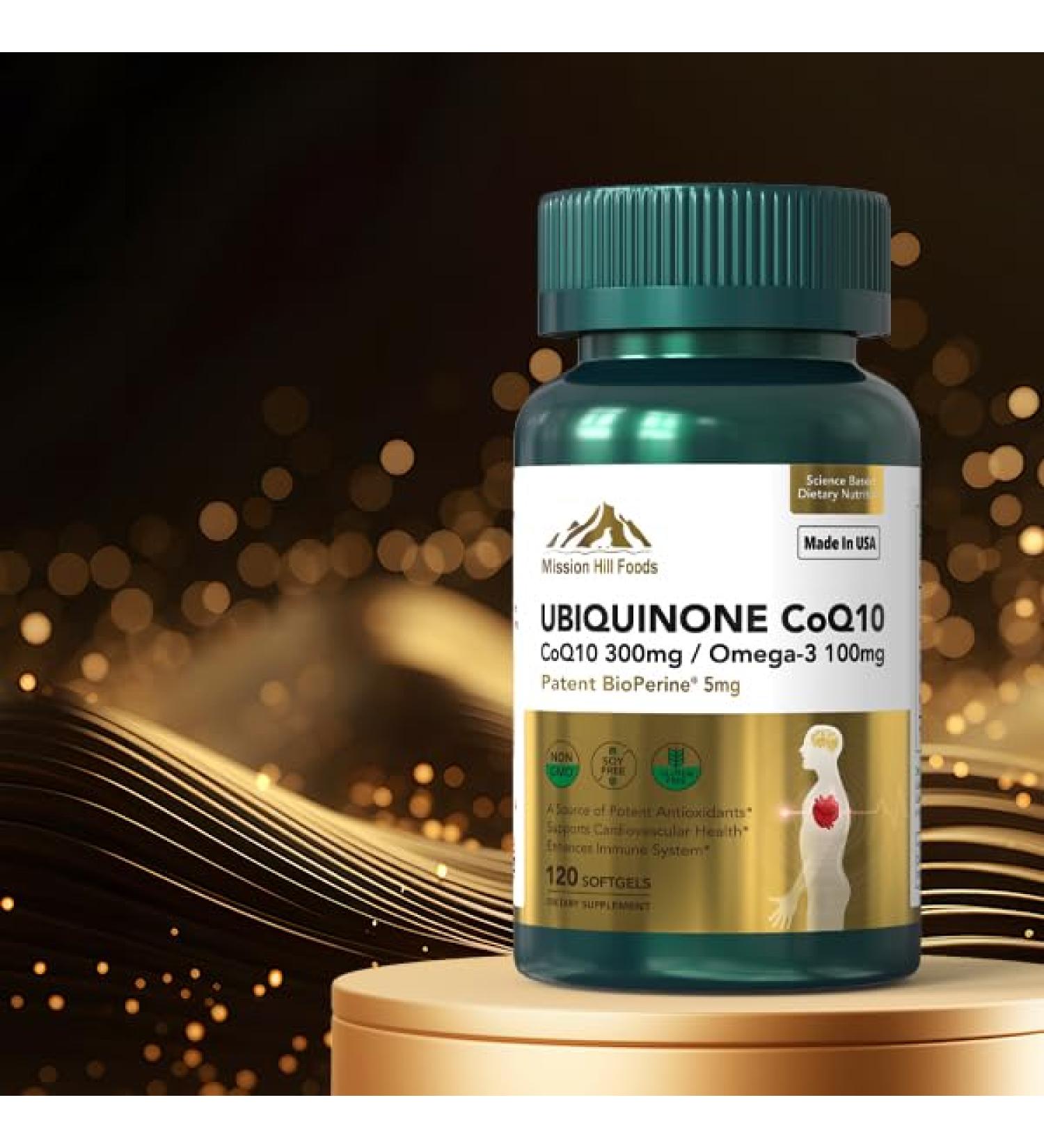 Buy Coenzyme Q10 300mg | Double Strength Softgels with Omega-3 & Bioperine | Antioxidant for Heart & Immune Health | 120 Count | International Shipping Available - Buy Online on GoSupps.com