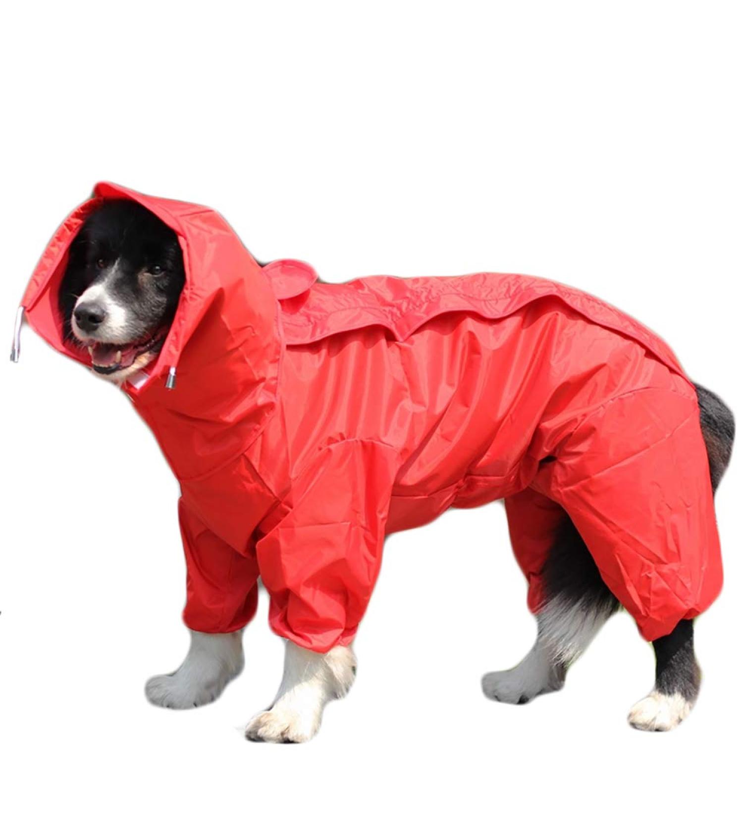 Tfeng Waterproof Dog Raincoat with Removable Hoodie - Adjustable Outdoor Jacket for Dogs | 10 Sizes Available (Red 40cm Back Length) - Buy Online on GoSupps.com