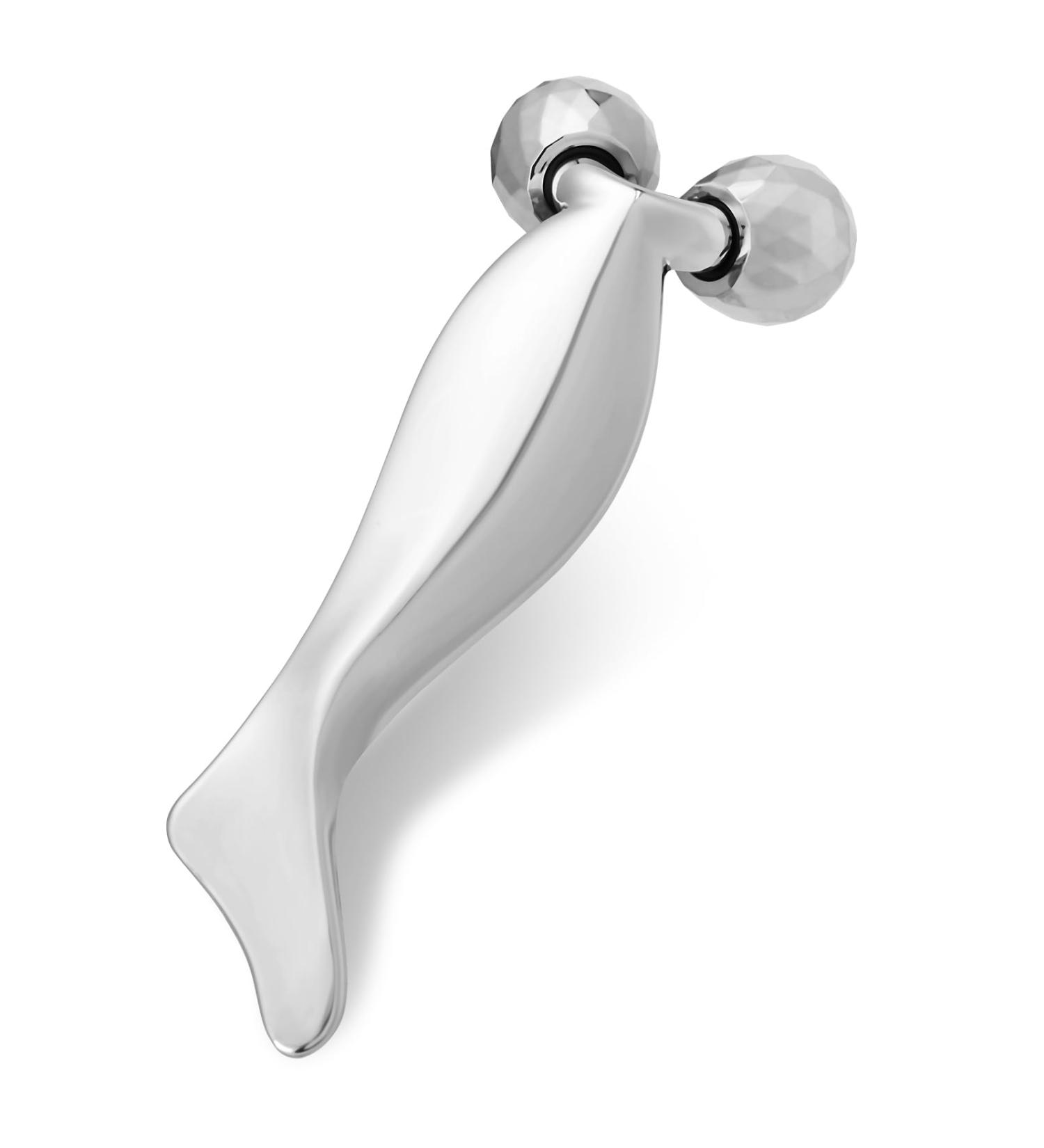 3D Metal Face Roller & Gua Sha - Anti-Aging Face Massager for Puffiness Relief | V-Shaped Skin Care Tool in Silver - Buy Online on GoSupps.com