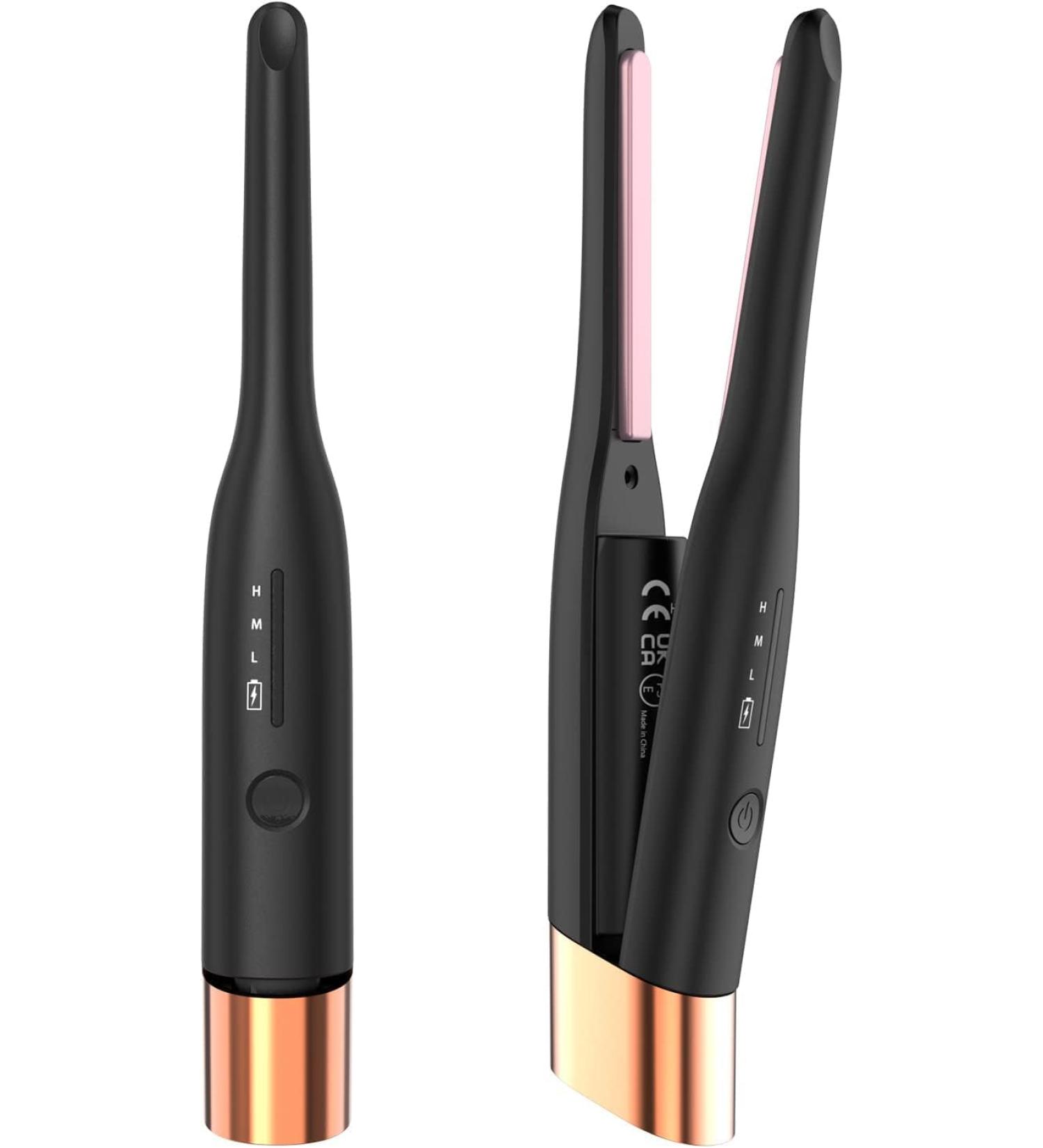 Cord-Free Pencil Straighteners | Battery-Powered 4800mAh | 3 Heat Settings | Mini Dual Styler for Short Locks & Facial Hair - Gold - Buy Online on GoSupps.com
