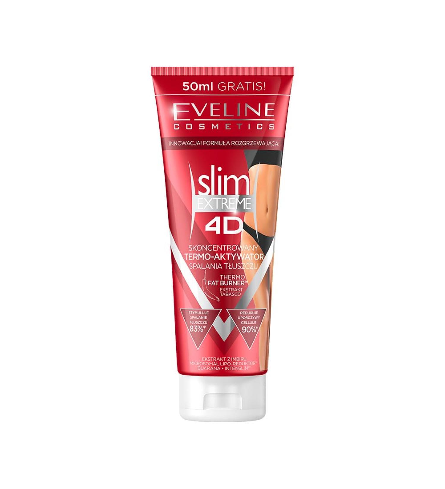 Eveline Cosmetics Slim Extreme 4D Thermoactive & Anti-Cellulite Slimming Serum - 250ml Vegan Formula with Cica Caffeine & Shea Butter - Buy Online on GoSupps.com