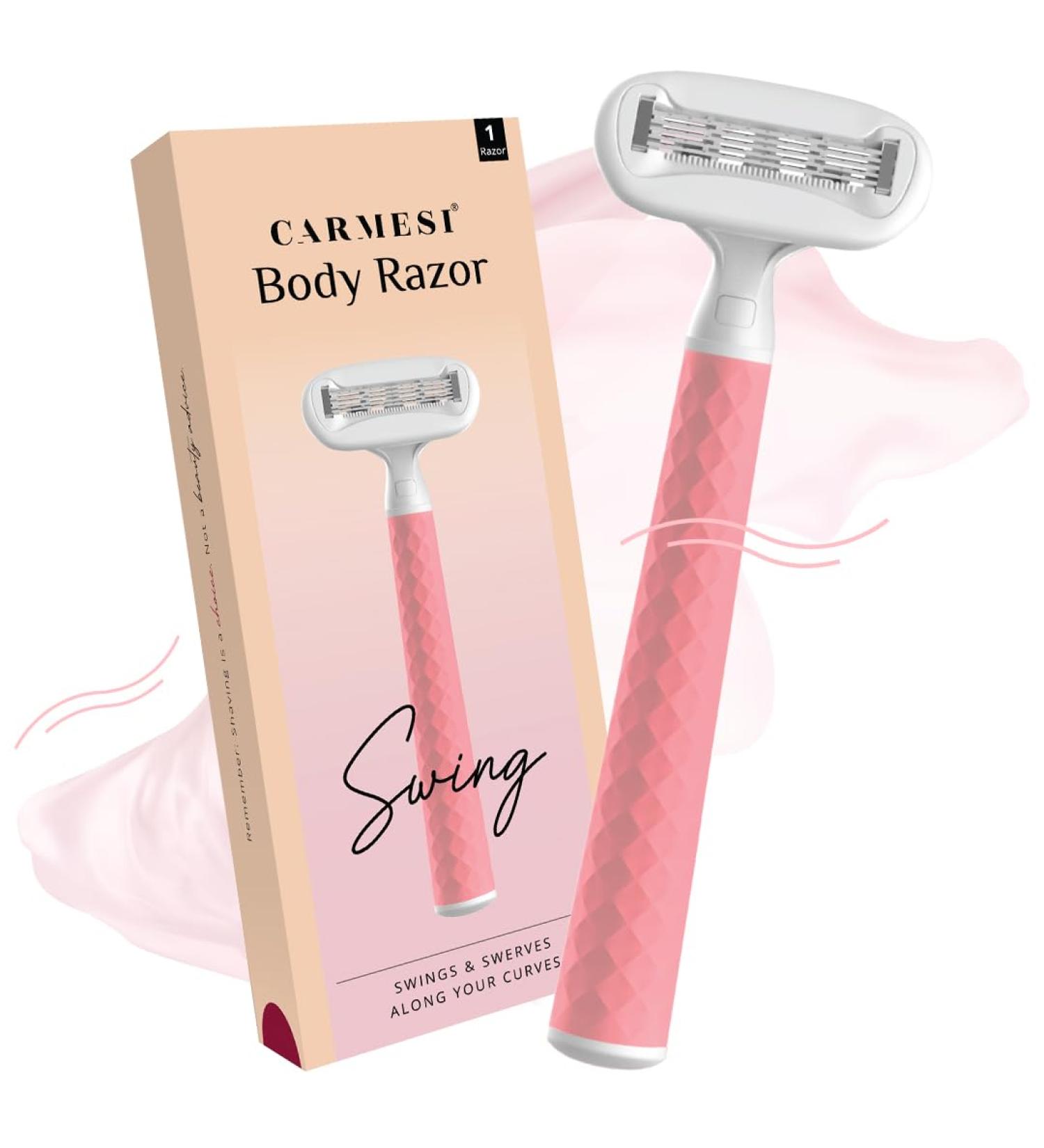 Carmesi Body Razor Swing - Pink Passion | Moisture Band with Aloe Vera & Vitamin E | 2-Way Joint & Unique Diamond Handle for Effortless Shaving - Buy Online on GoSupps.com