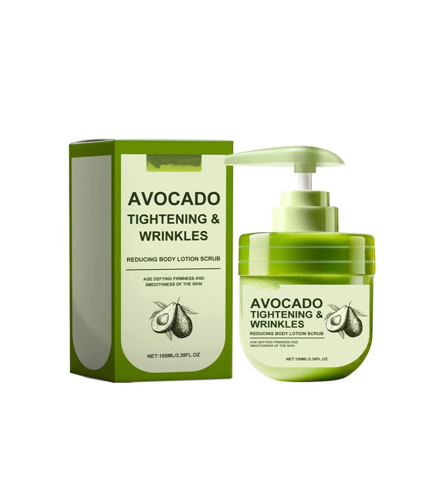 Avocado Tightening Wrinkles Reducing Body Lotion Scrub Cream Age Defying Firmness with Shea Butter Avocado Oil Aloe Vera Extract 100ML/3.38FL.OZ - Buy Online on GoSupps.com