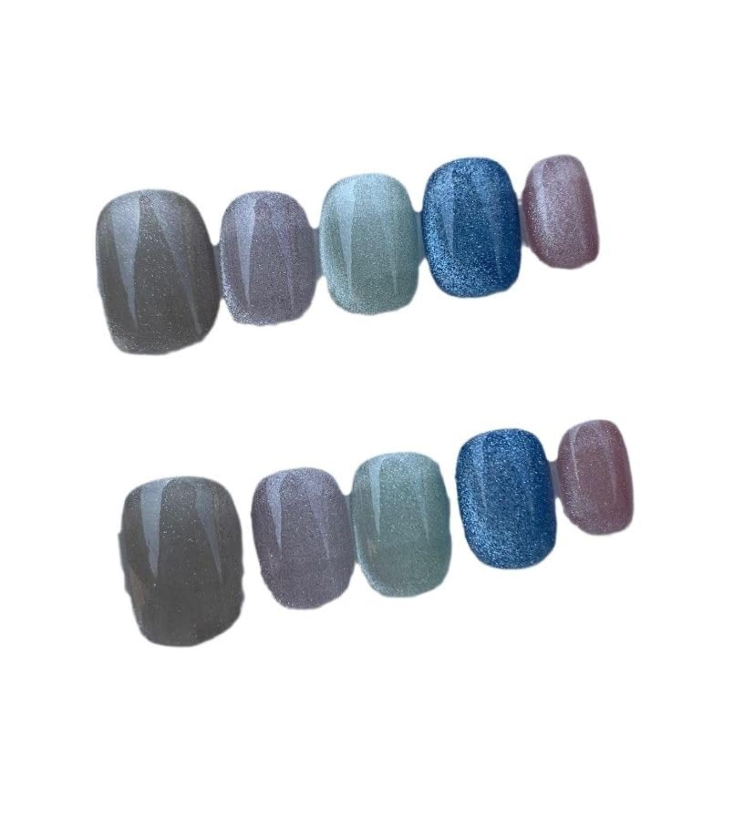 Handmade Phototherapy Wearing Nail Colorful Chasing Cat Eye Short Nail Beauty Nail Patch Nail False nails (Color : A Size : XS) - Buy Online on GoSupps.com