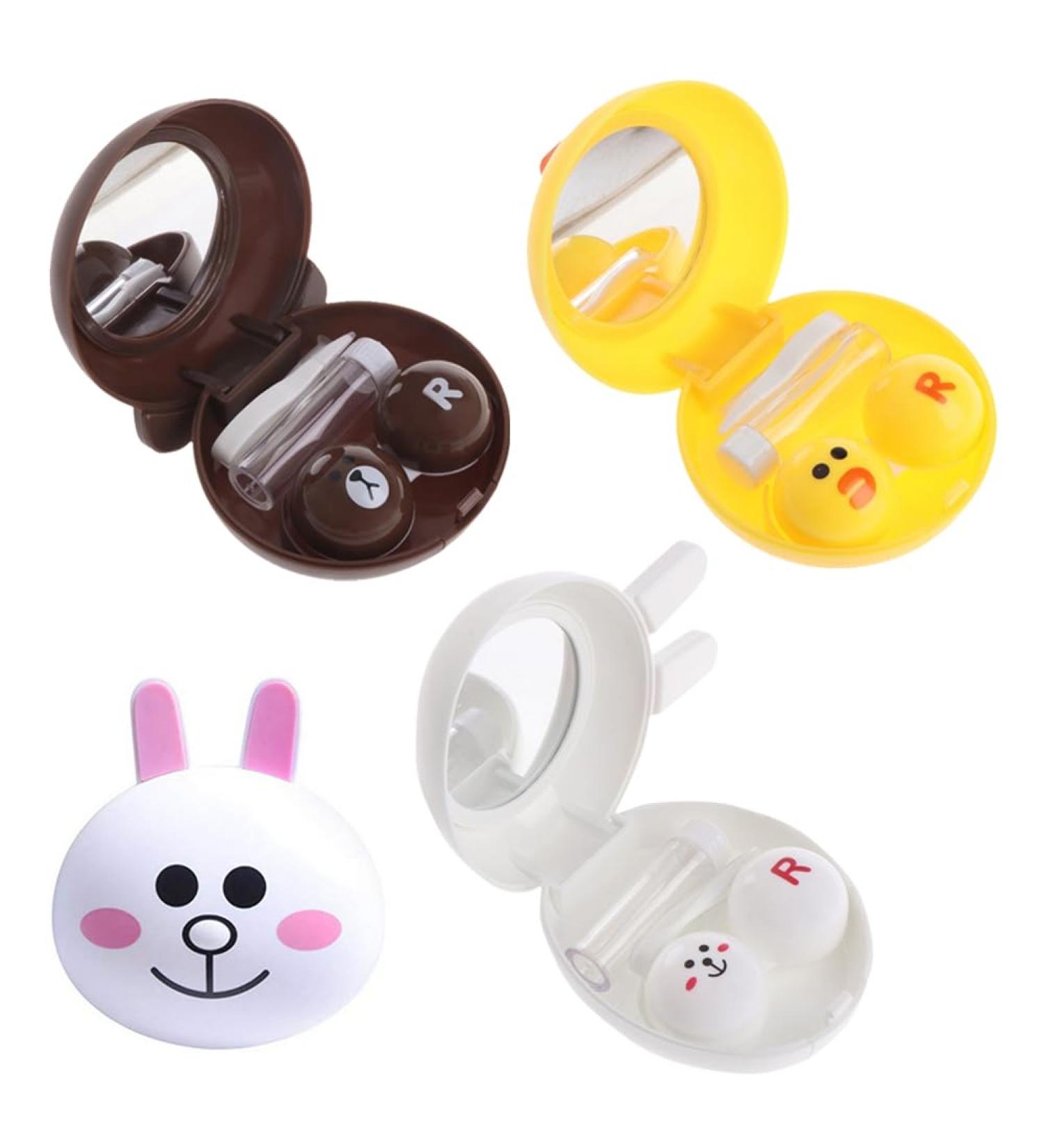 AKOAK Cute Animal Contact Lens Case - Rabbit Bear & Duck Travel Kit with Mirror | Easy Carry & Stylish Storage - Buy Online on GoSupps.com