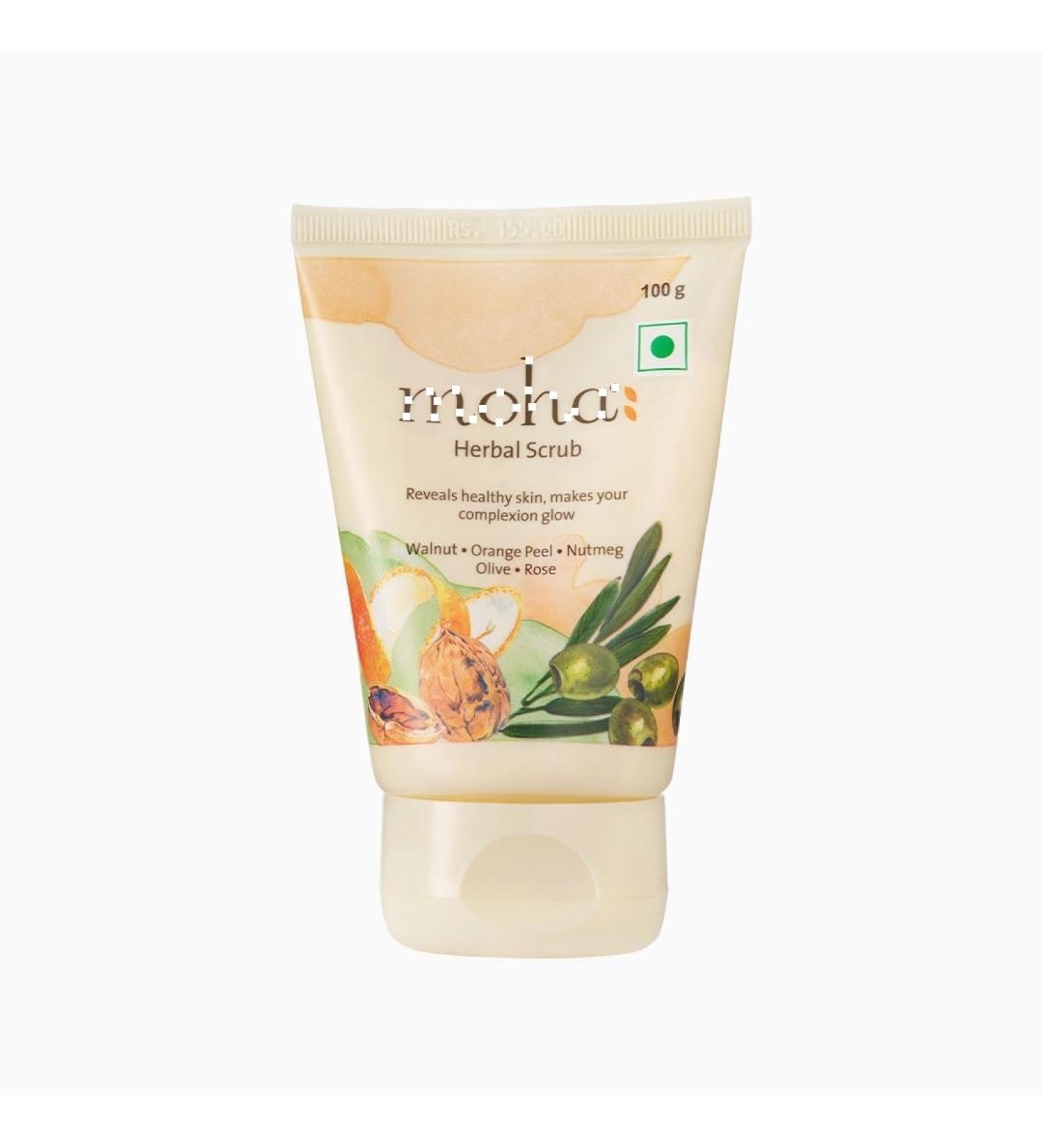 m oha: Her bal Scrub (100 GM) | Face Scrub | Blend Of Walnut Orange Peel & Oilve Oil for Skin Brightening Exfoliate Face For All Skin Type - Buy Online on GoSupps.com