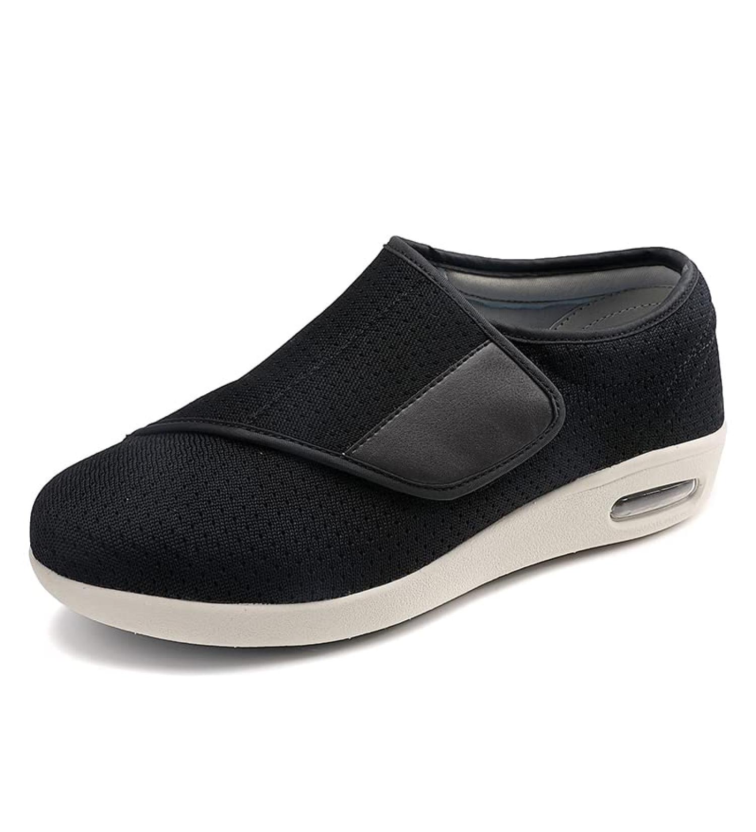 Extra Wide Diabetic Shoes: Adjustable Strap Mesh Sneakers for Men and Women - Black - Buy Online on GoSupps.com