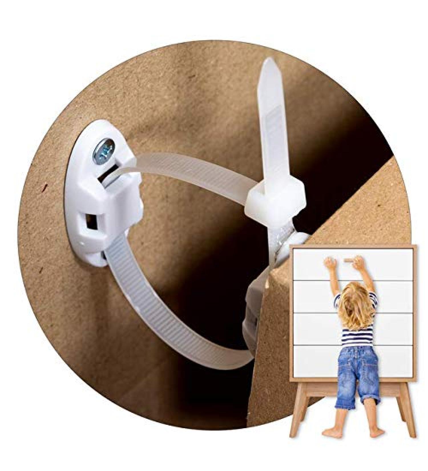 12-Pack Heavy-Duty Anti-Tip Furniture Straps - Inaya - Home Furniture Wall Anchors for Baby Proofing Dressers  Cabinets  Closets  Bookshelves and TVs - Child Safety Earthquake Secure Mount Anchors - Buy Online on GoSupps.com
