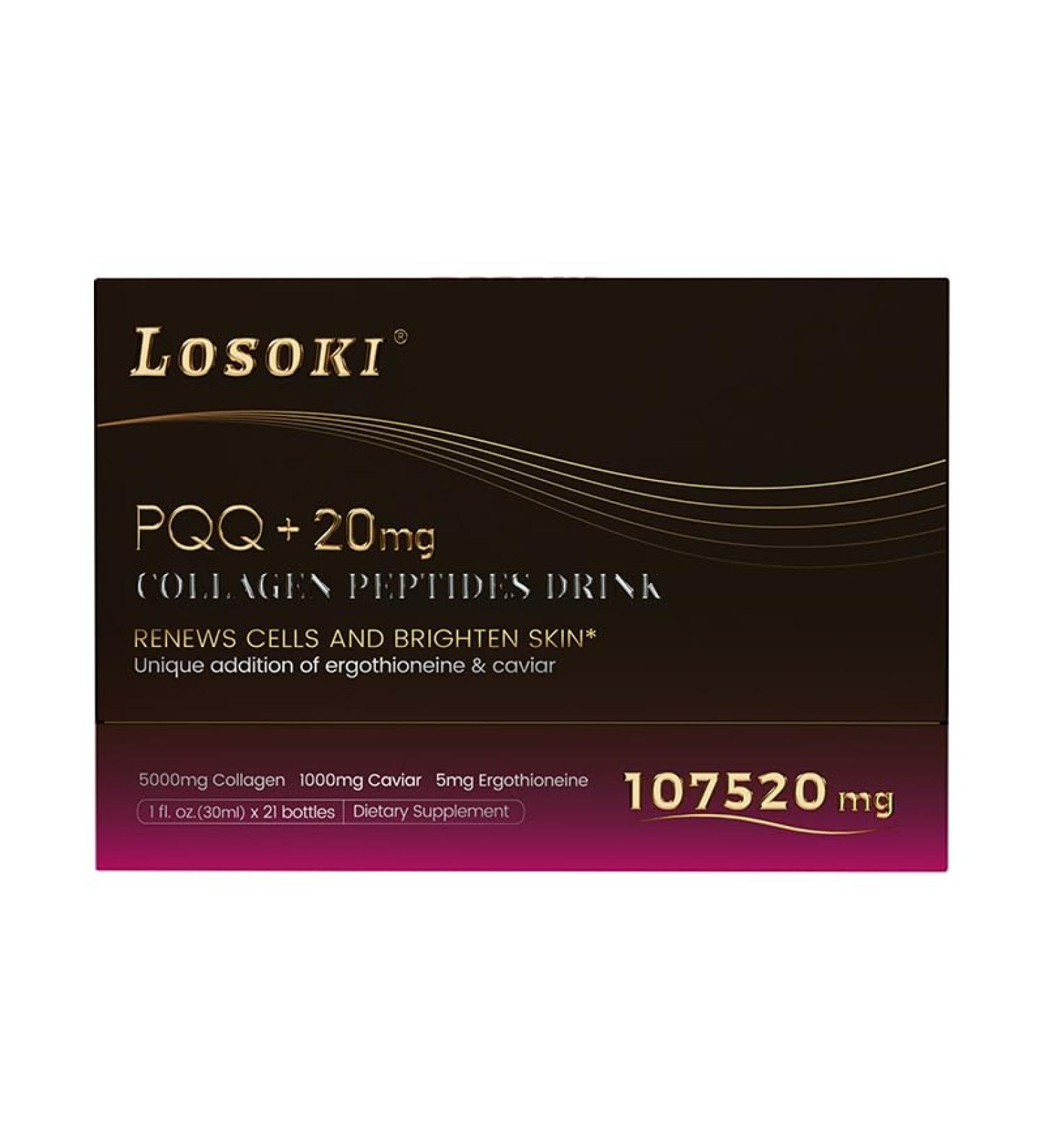 Losoki PQQ Collagen Peptides Drink - Buy Online on GoSupps.com