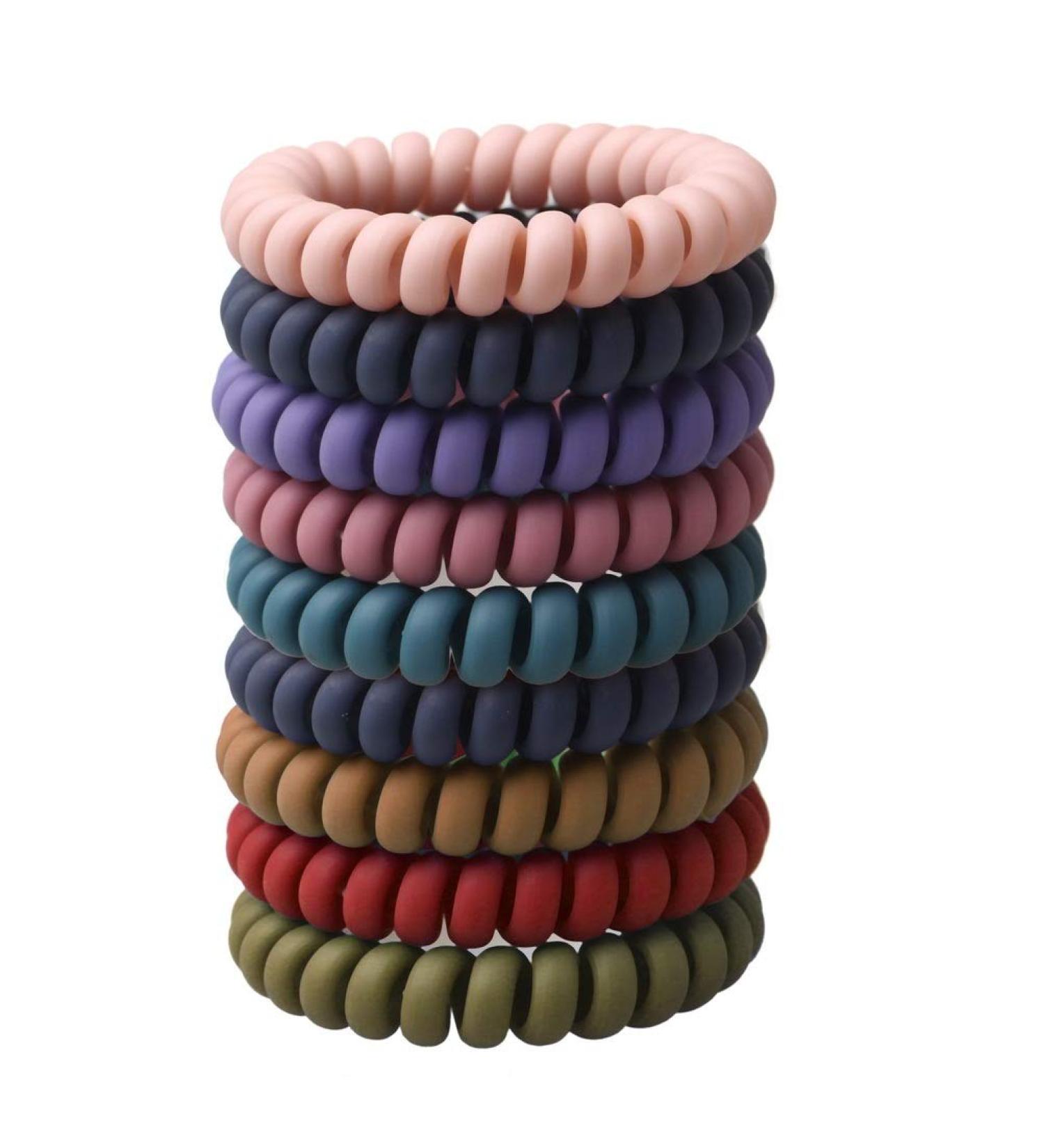 Pengxiaomei 10 Pcs Spiral Hair Ties - Colorful Matte Ponytail Holders for Women in 10 Style Colors - Buy Online on GoSupps.com