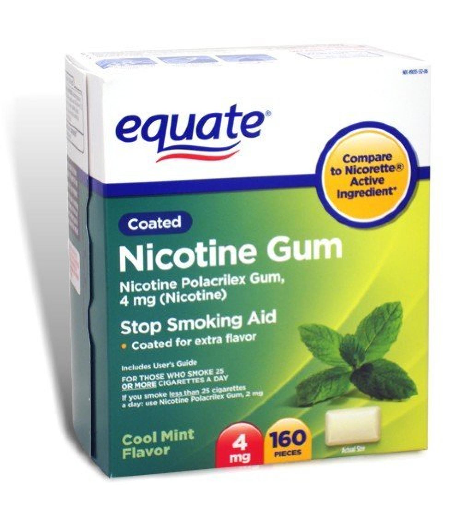 Equate - Nicotine Gum 4 mg Coated Cool Mint Flavor 160 Pieces