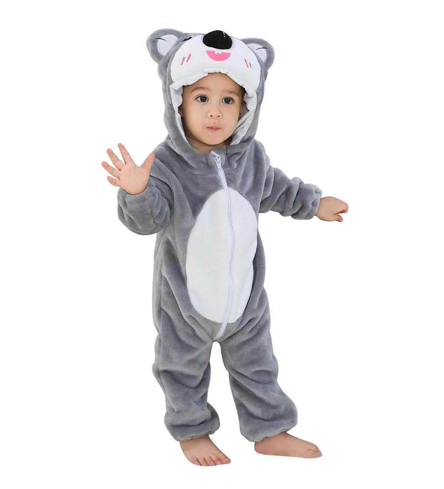 COOKY.D Baby Hooded Rompers for 3-6 Months - Koala Design | Winter Flannel Jumpsuit Pajamas for Infants 2-36 Months - Buy Online on GoSupps.com