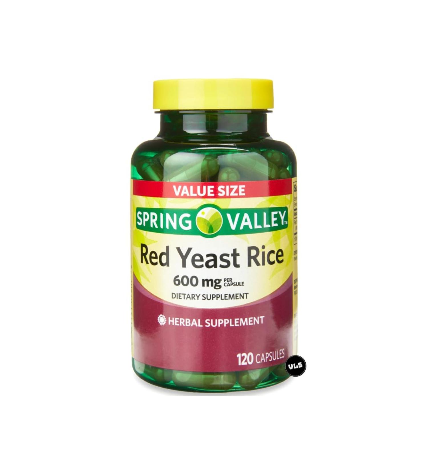 Spring Valley Red Yeast Rice for Cholesterol | 600 mg Capsules | 120 Count + VLS Sticker - Buy Online on GoSupps.com