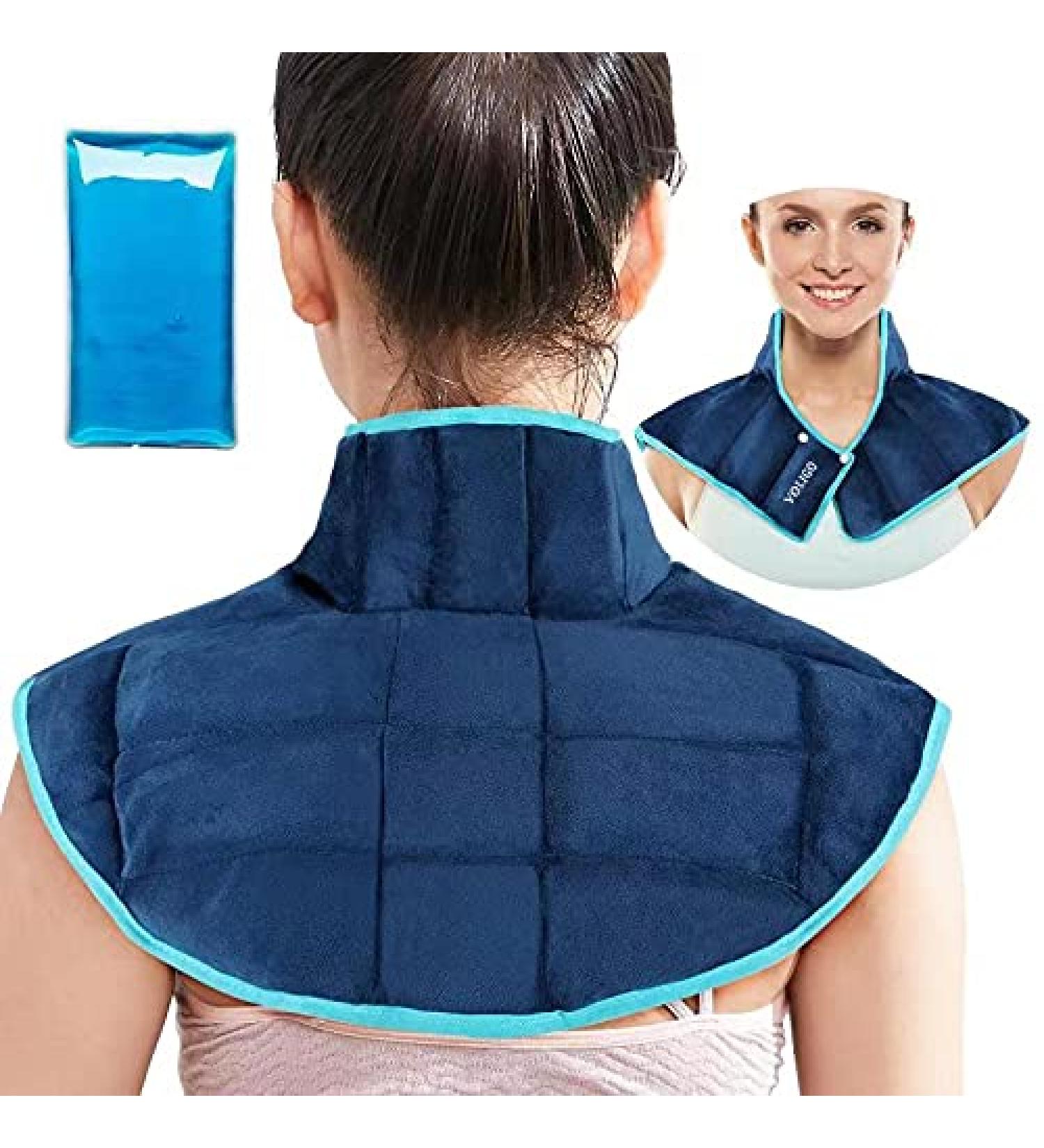 Voligo Large Gel Ice Pack & Heating Pad for Neck Shoulder Pain Relief - Reusable Hot/Cold Therapy for Injuries - Blue - Buy Online on GoSupps.com